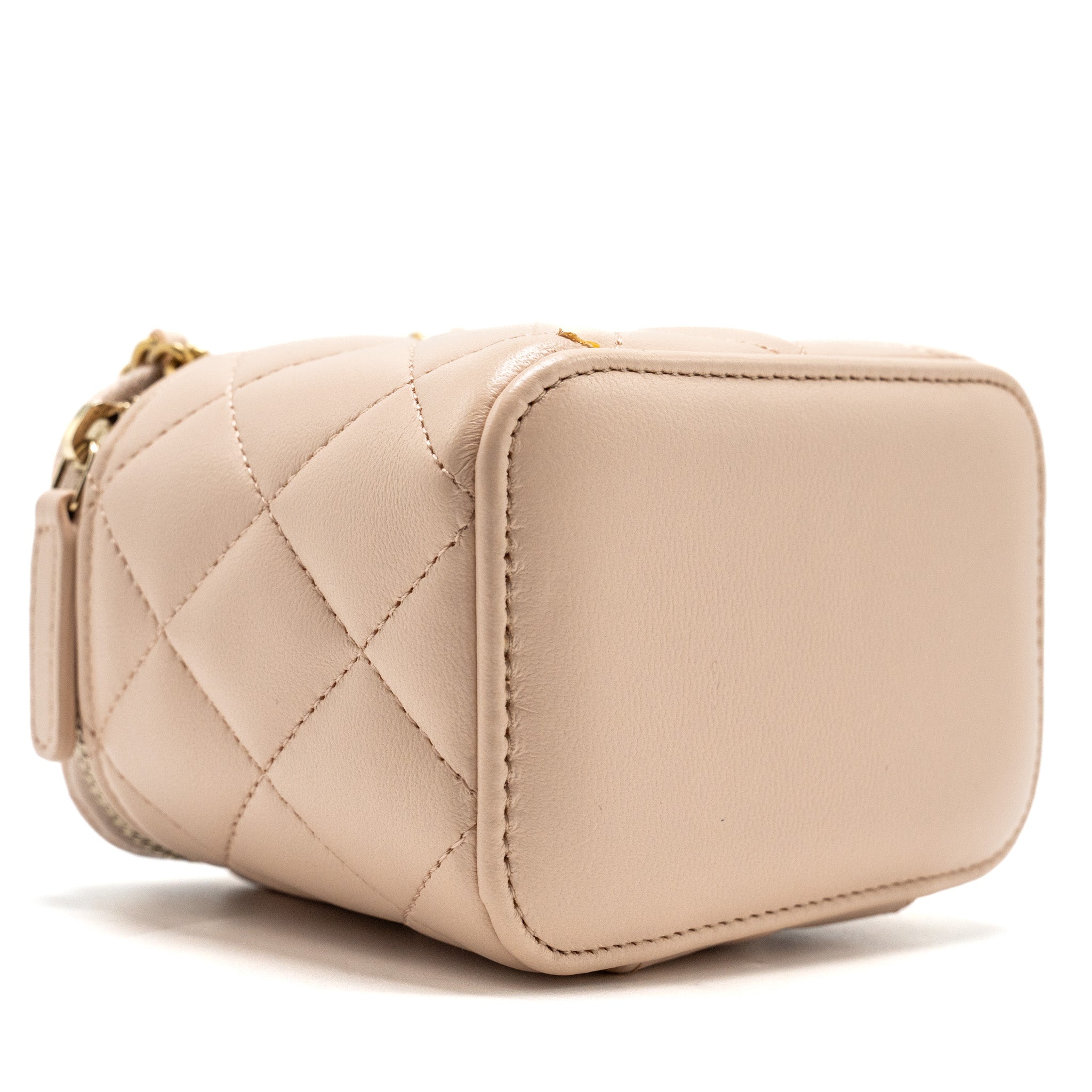Chanel Pearl Crush Mini Vanity with Chain Lambskin Light Beige