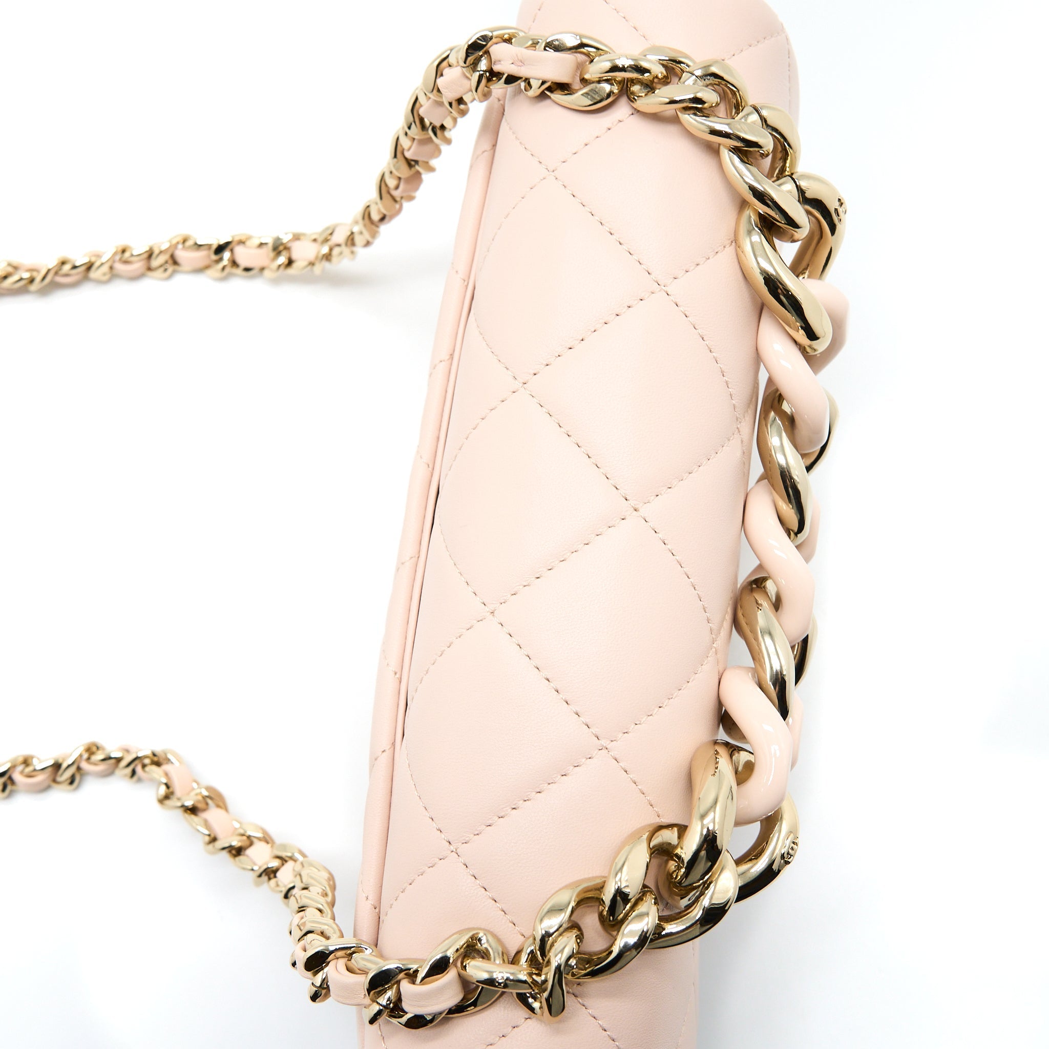 Chanel 22C Rectangular Flap Bag with Giant Top Handle Lambskin Pink L(Microchip)