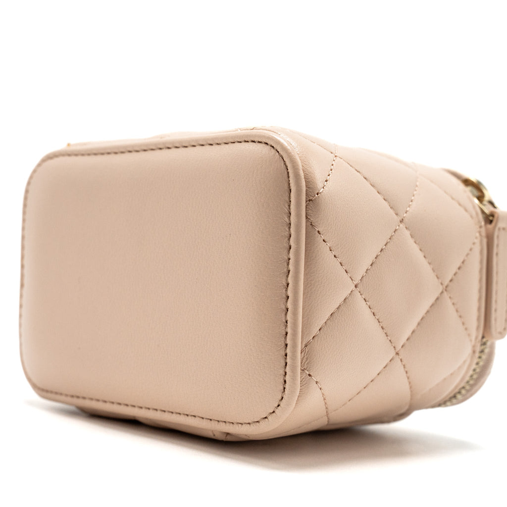 Chanel Pearl Crush Mini Vanity with Chain Lambskin Light Beige