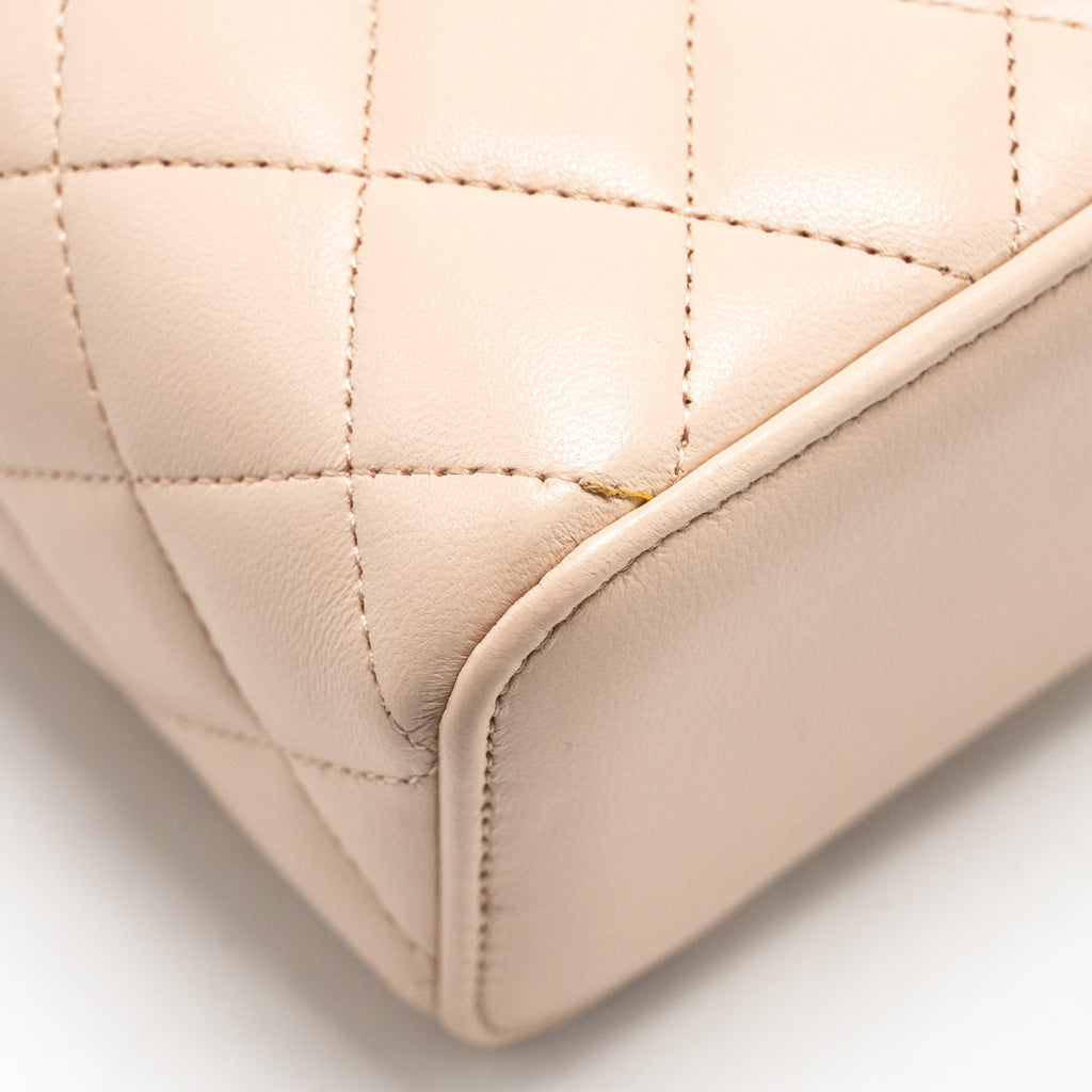 Chanel Pearl Crush Mini Vanity with Chain Lambskin Light Beige
