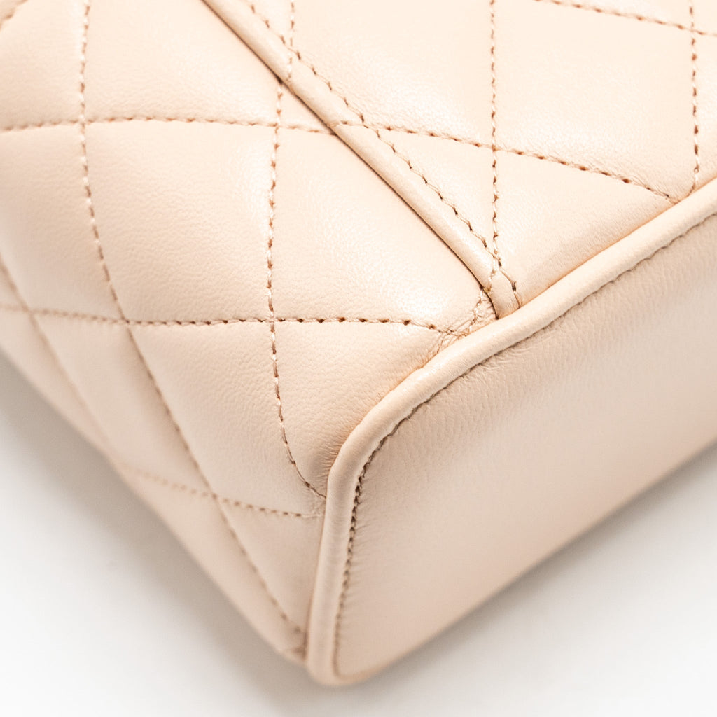 Chanel Pearl Crush Mini Vanity with Chain Lambskin Light Beige