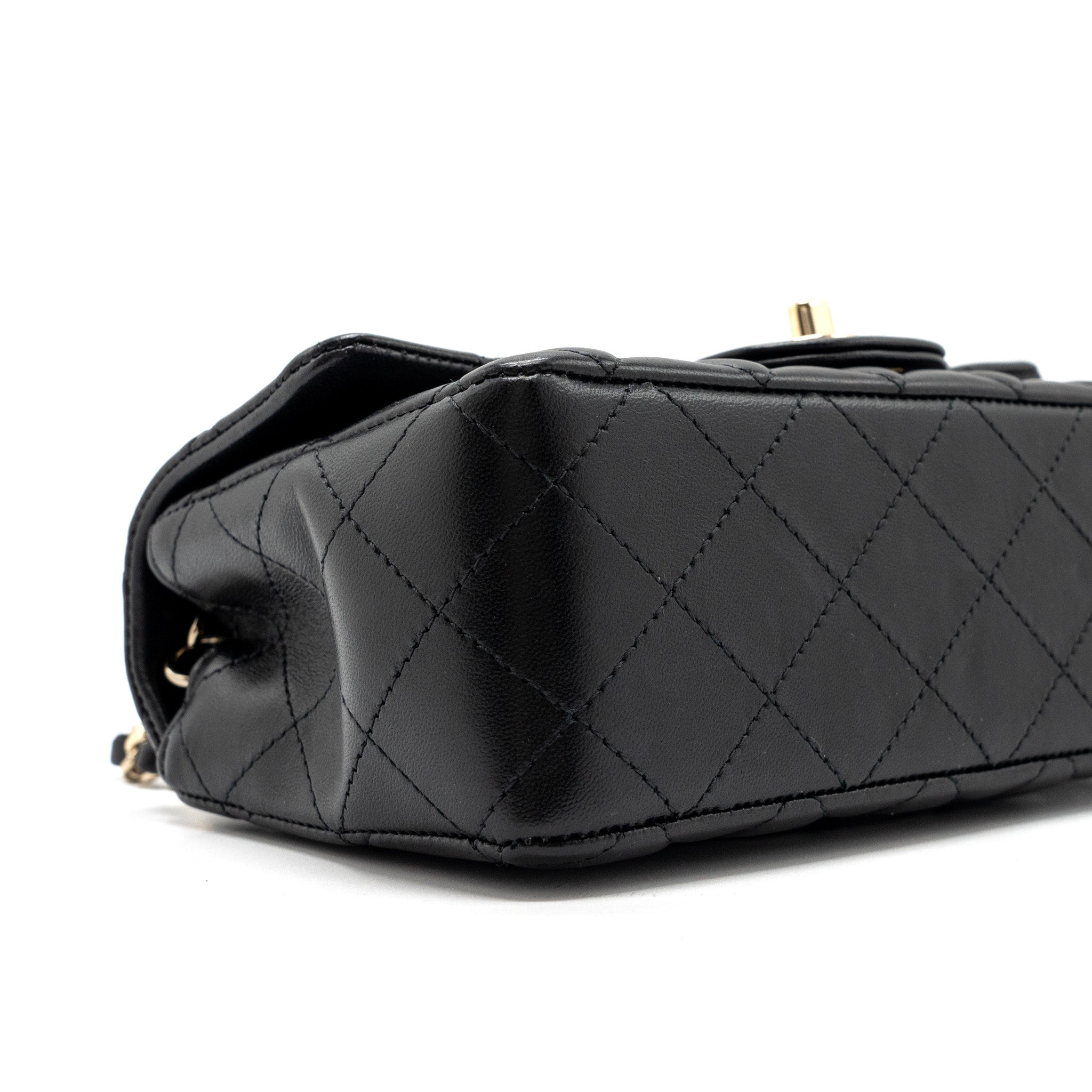 CHANEL MINI RECTANGULAR FLAP BAG LAMBSKIN BLACK L (MICROCHIP)