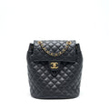 Chanel Quilted Backpack Calfskin Black