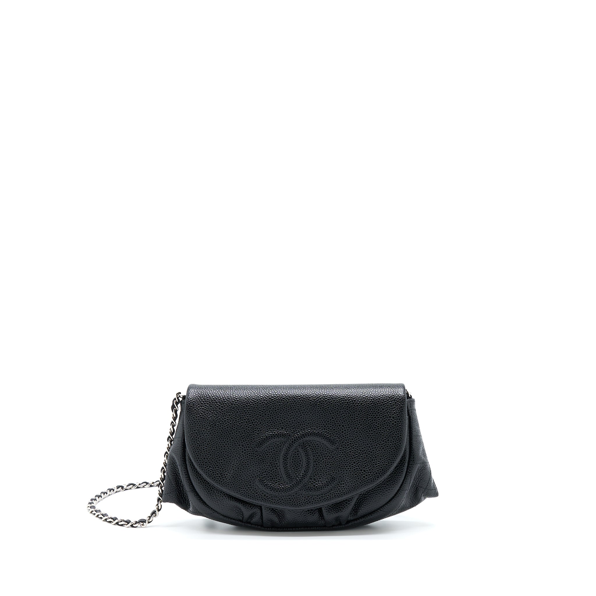 Chanel Half Moon Wallet On Chain Caviar Black