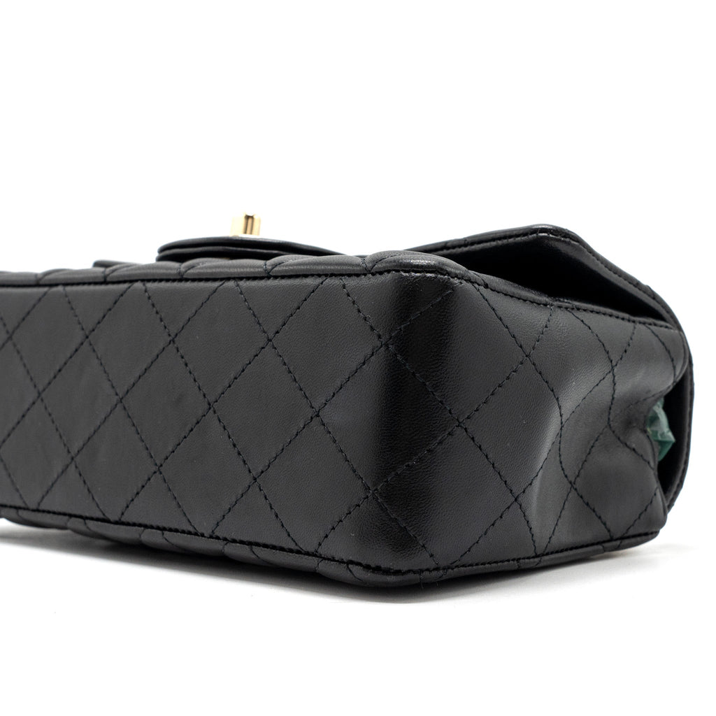 CHANEL MINI RECTANGULAR FLAP BAG LAMBSKIN BLACK L (MICROCHIP)