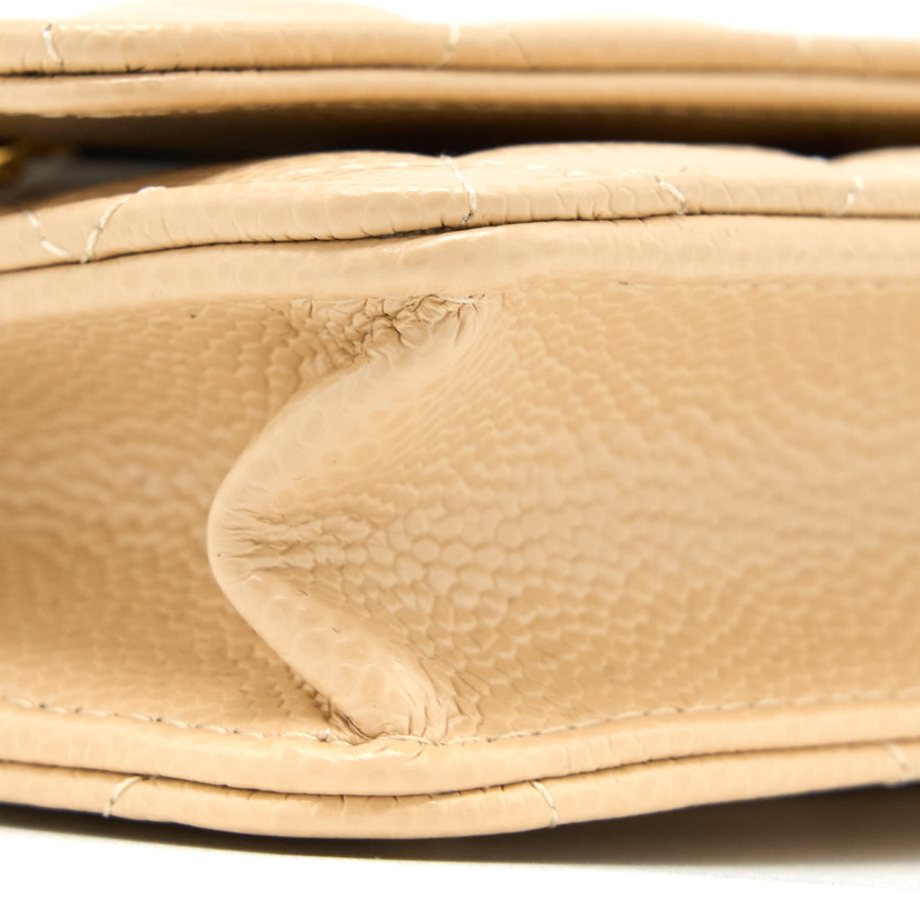 Chanel Classic Wallet On Chain Caviar Beige  (Microchip)