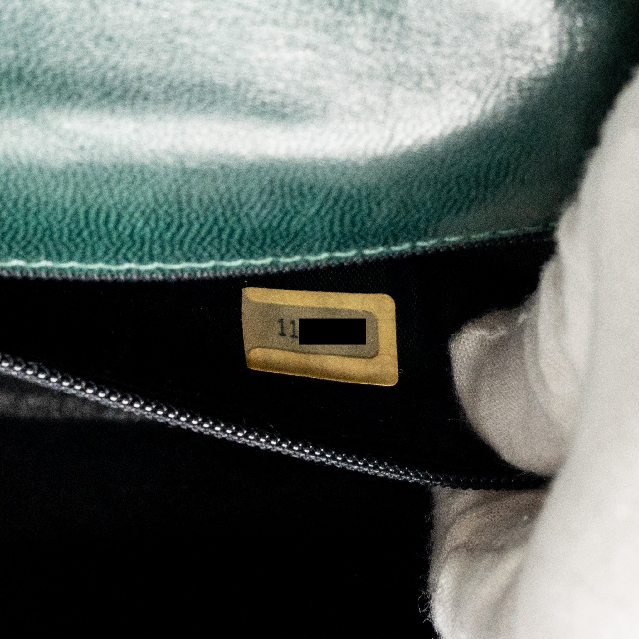 Chanel Vintage Envelop Flap Bag With Chain Lizard Dark Green