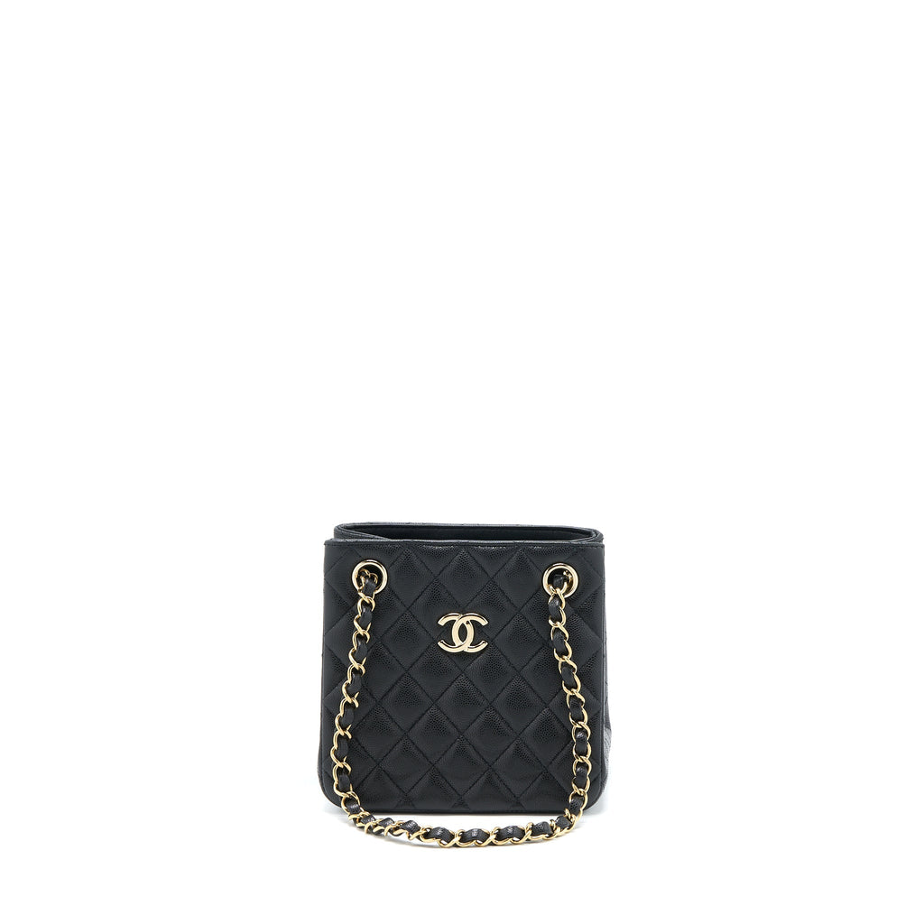 Chanel 23C Mini Bucket Bag Caviar Black L (Microchip)