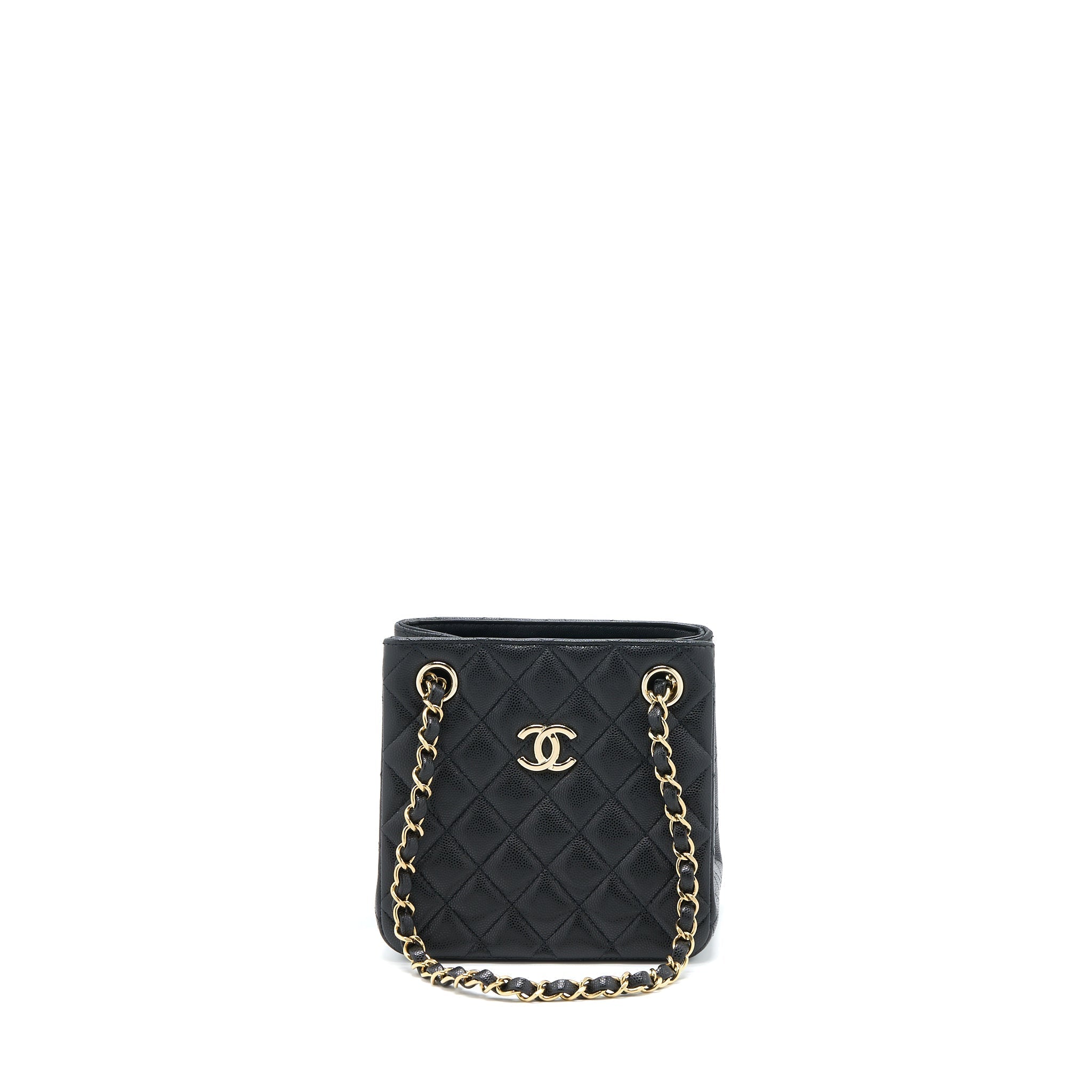 Chanel 23C Mini Bucket Bag Caviar Black L (Microchip)