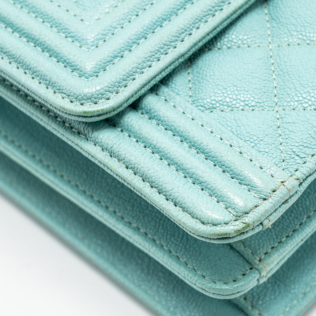 Chanel North South Boy Bag Caviar Light Blue