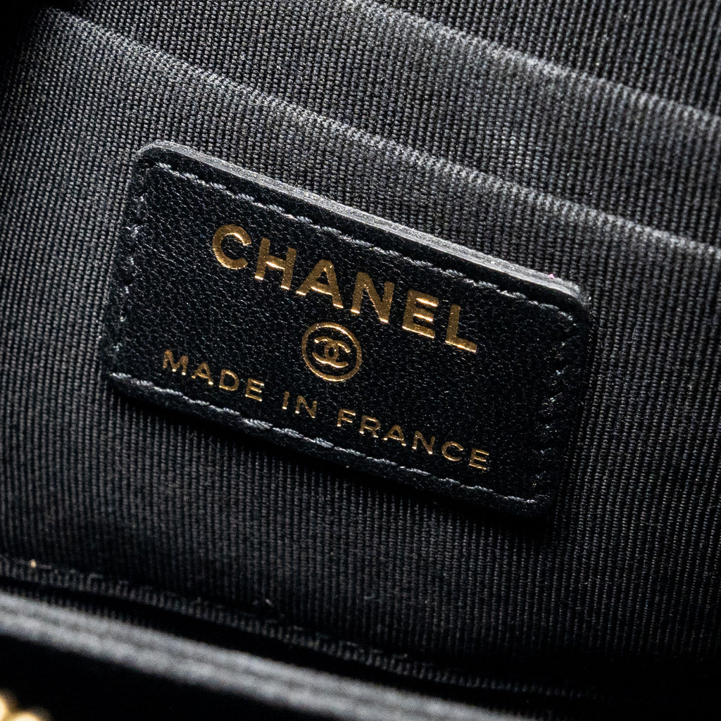 Chanel Coco Charms Quilted Pouch Bag Lambskin Black