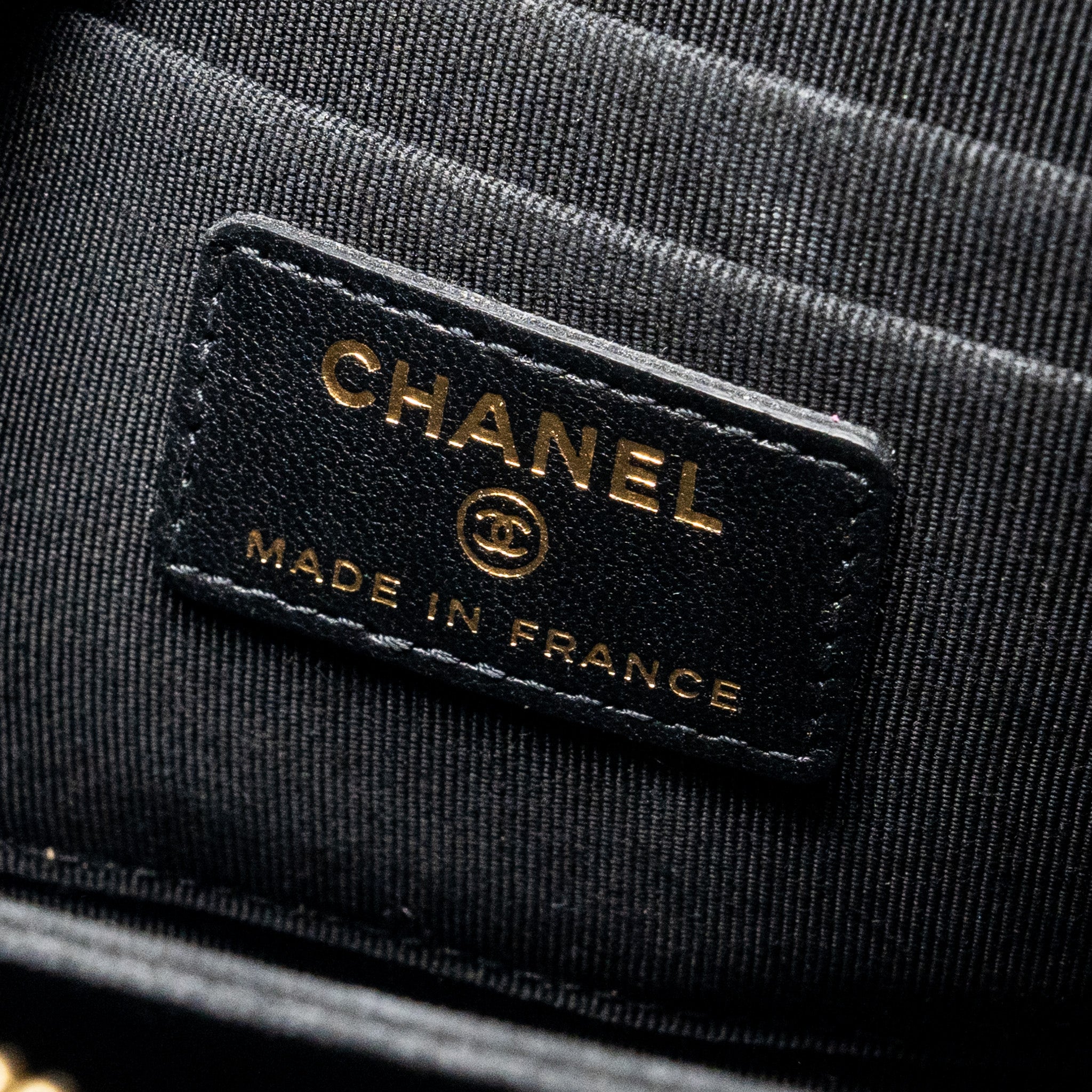Chanel Coco Charms Quilted Pouch Bag Lambskin Black