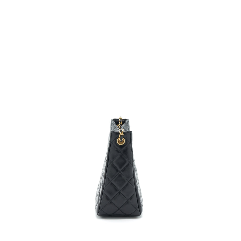 Chanel 22S Pearl Crush Hobo Bag Lambskin Black