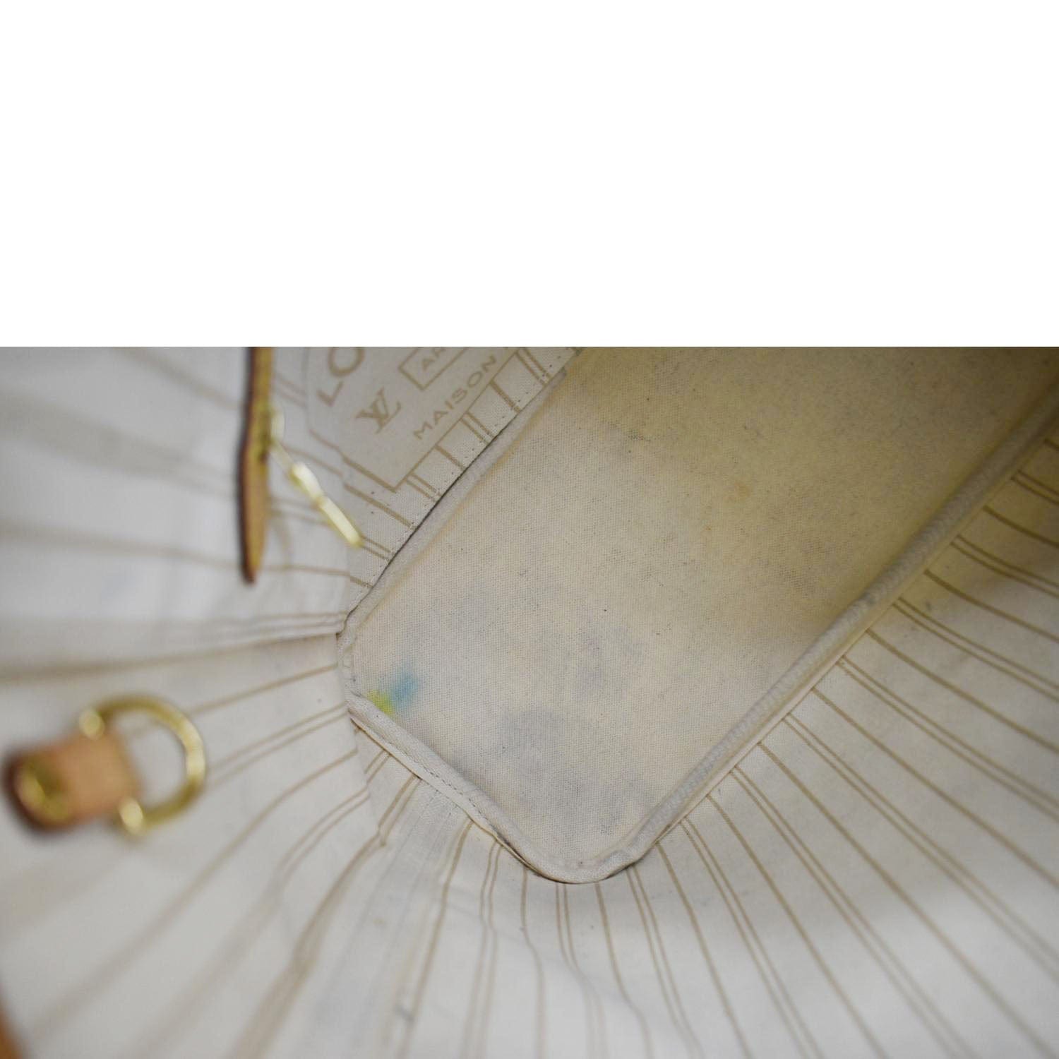 LOUIS VUITTON Neverfull PM Damier Azur Tote Bag White