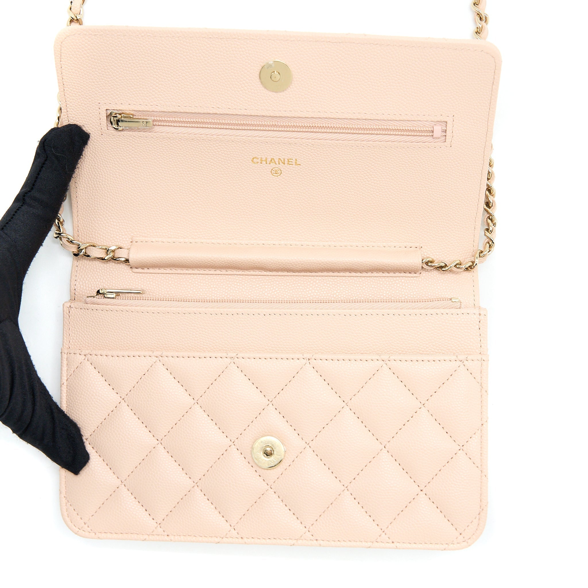Chanel Classic Wallet On Chain Caviar Light Pink L (Microchip)