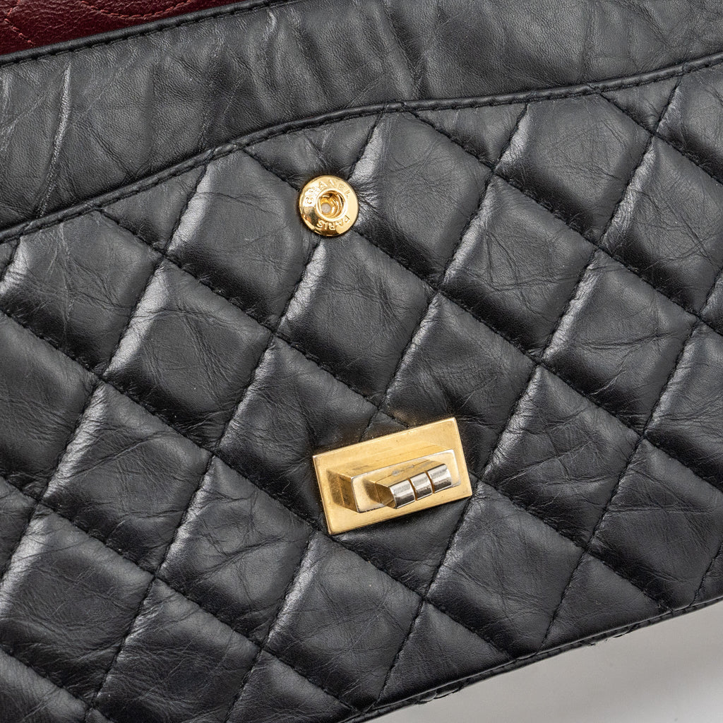 Chanel large 2.55 reissue flap bag aged calfskin black L