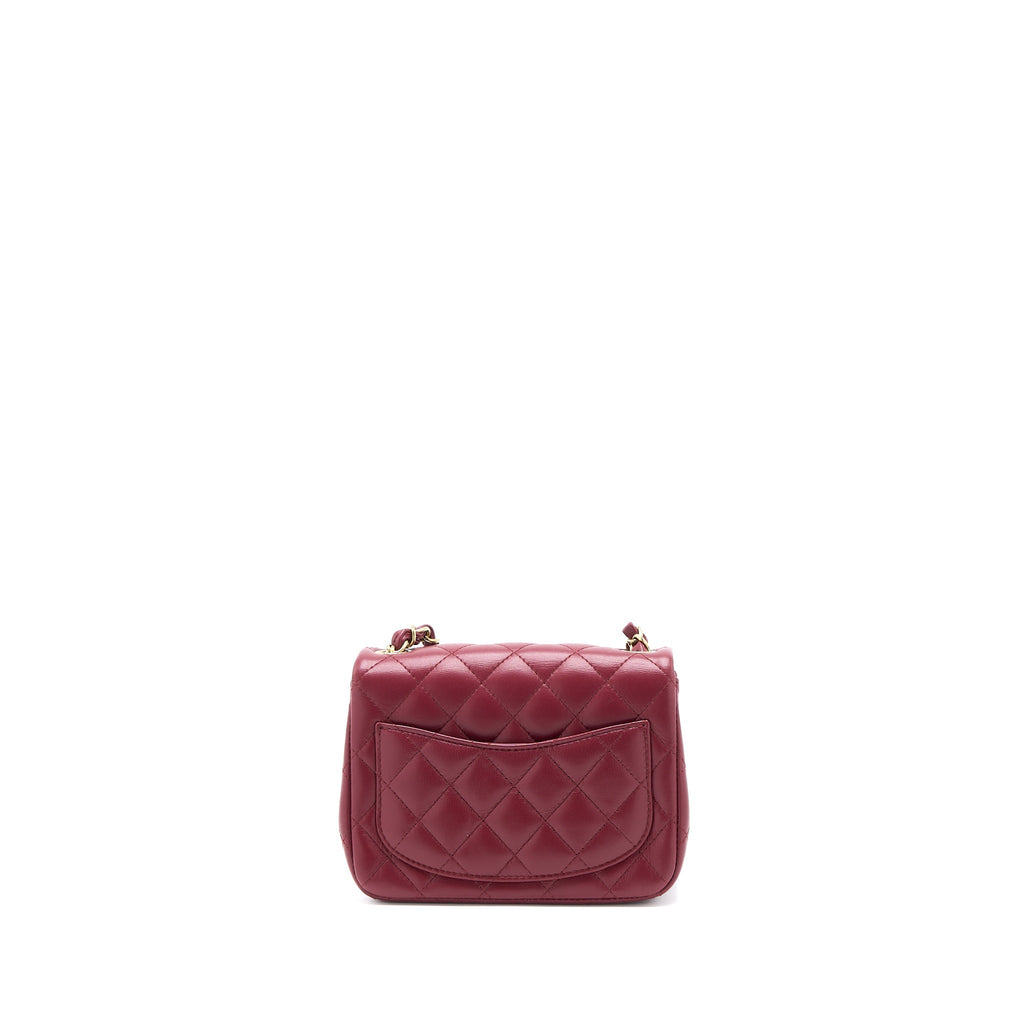 Chanel 22A Mini Square Flap Bag Lambskin Burgundy L (Microchip)