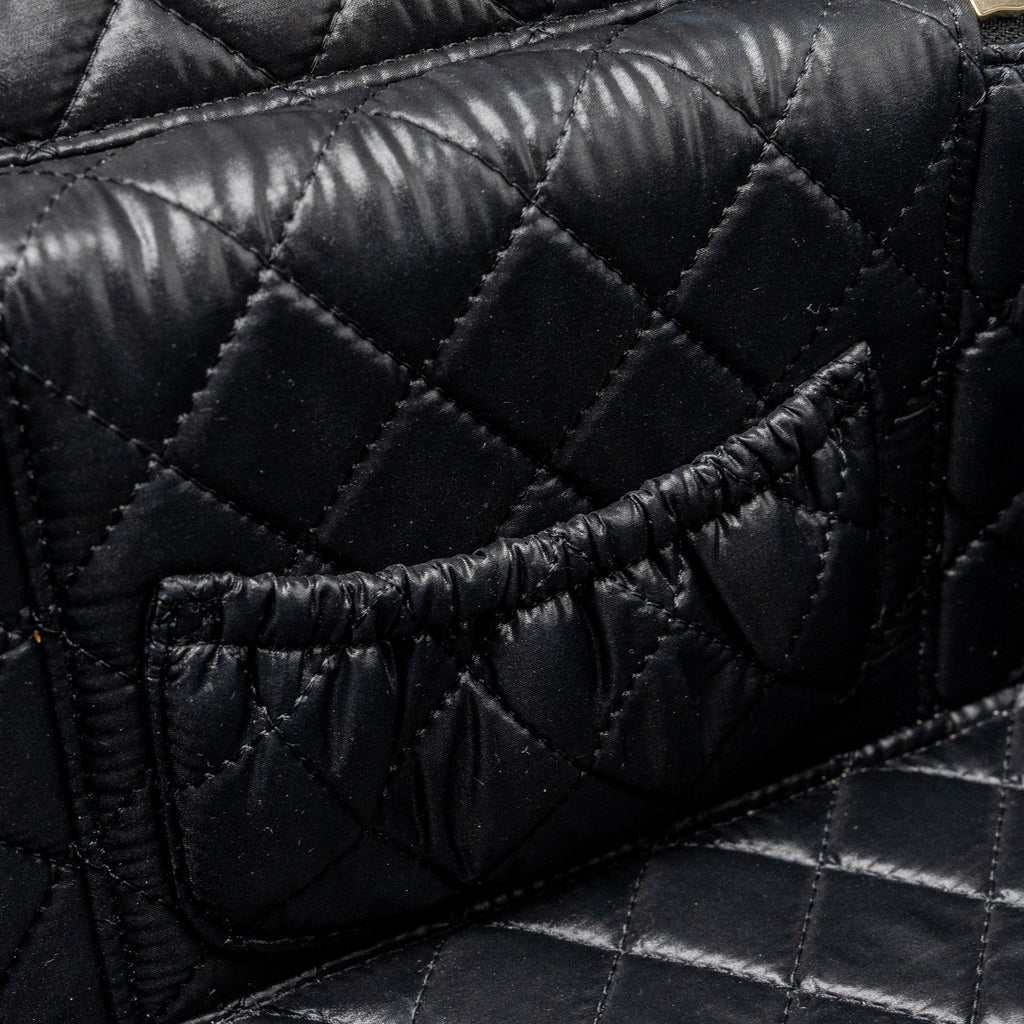 Chanel top handle vanity case patent black L