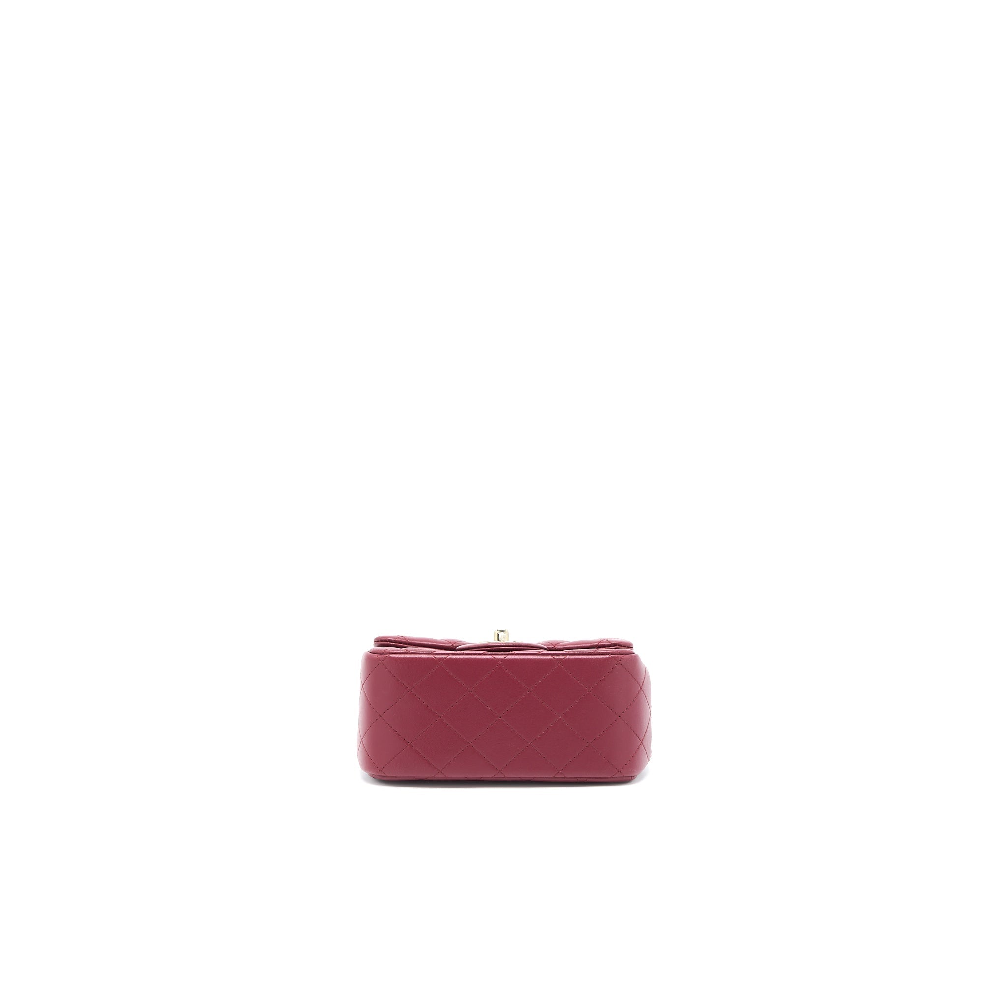 Chanel 22A Mini Square Flap Bag Lambskin Burgundy L (Microchip)