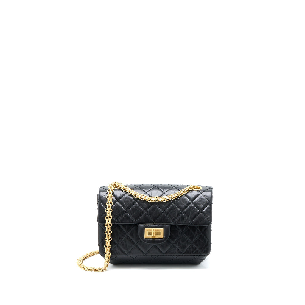 Chanel Mini 2.55 Reissue Flap Bag Aged Calfskin Black Brushed  (Microchip)