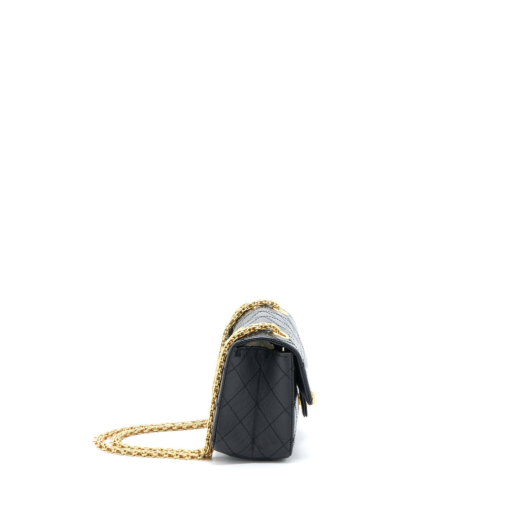Chanel Mini 2.55 Reissue Flap Bag Aged Calfskin Black Brushed  (Microchip)