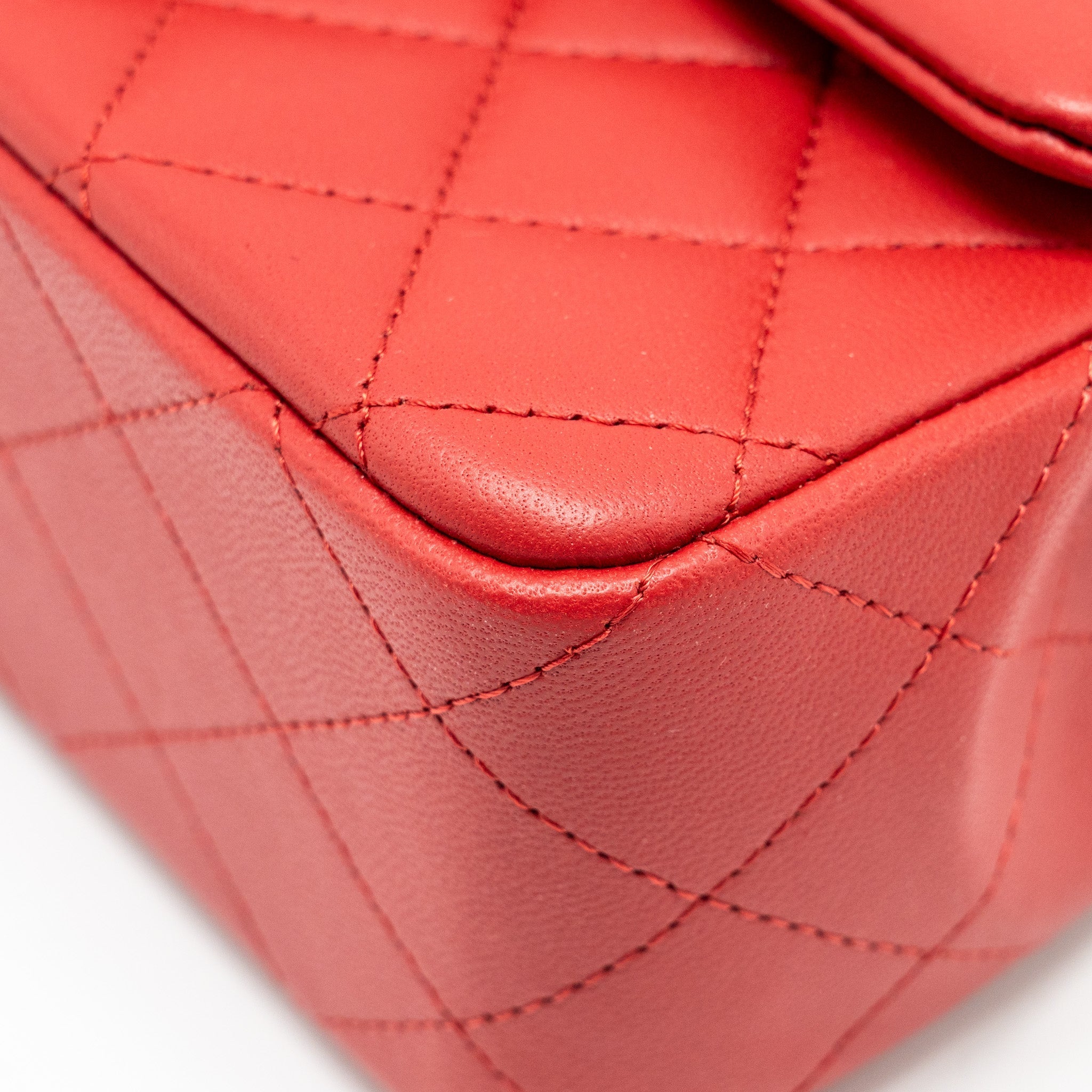Chanel Top Handle Mini Rectangular Flap Bag Lambskin Red L (Microchip)