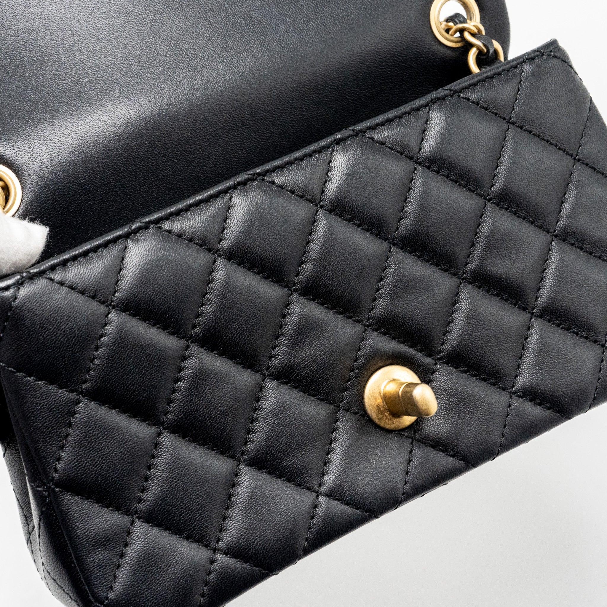 Chanel Pearl Crush Mini Rectangular Flap Bag Lambskin Black  (microchip)