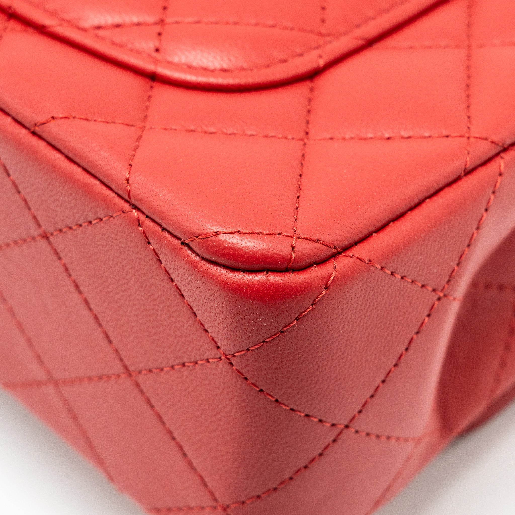 Chanel Top Handle Mini Rectangular Flap Bag Lambskin Red L (Microchip)