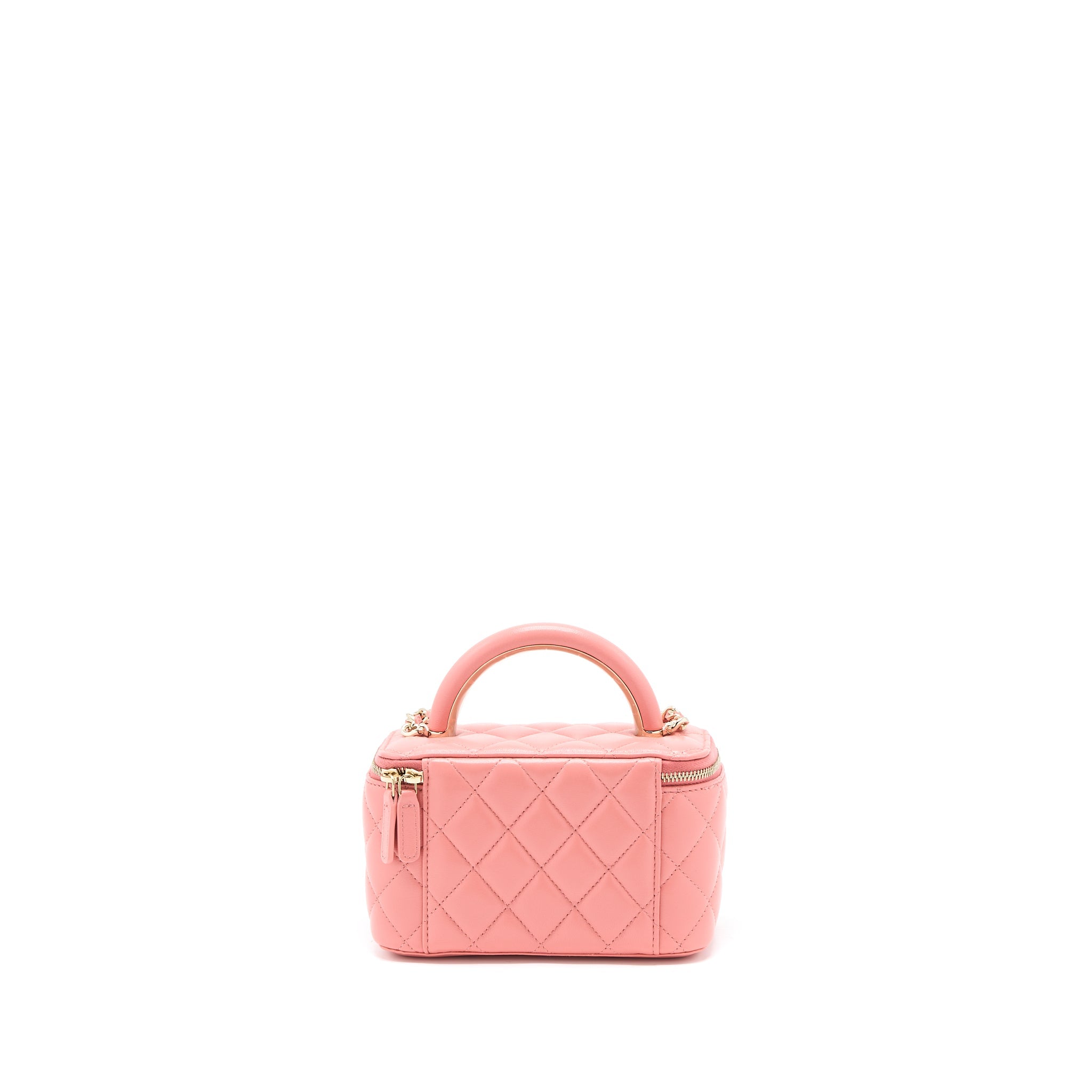 Chanel 22A Top Handle Long Vanity Case Lambskin Pink L (Microchip)