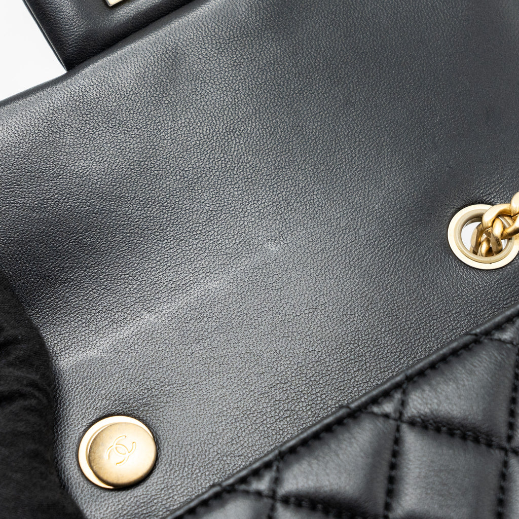 Chanel Camellia adjustable chain mini square flap bag lambskin black  (microchip)