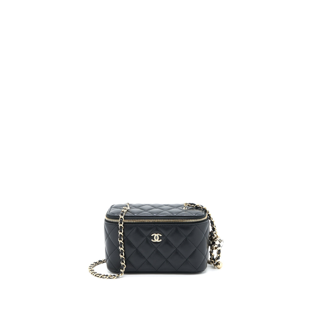 Chanel 23C Pearl Crush Long Vanity Lambskin Black L (Microchip)