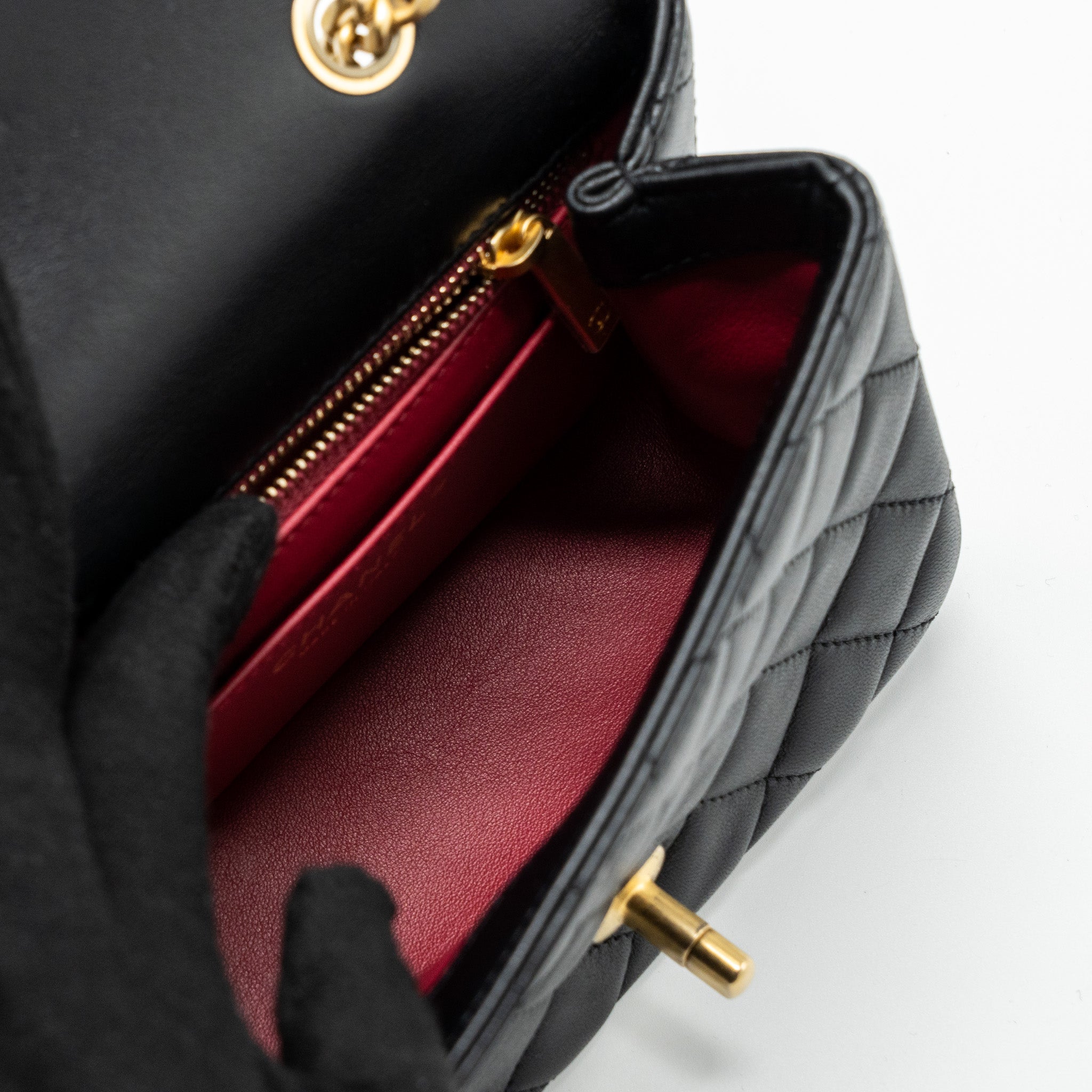 Chanel Camellia adjustable chain mini square flap bag lambskin black  (microchip)
