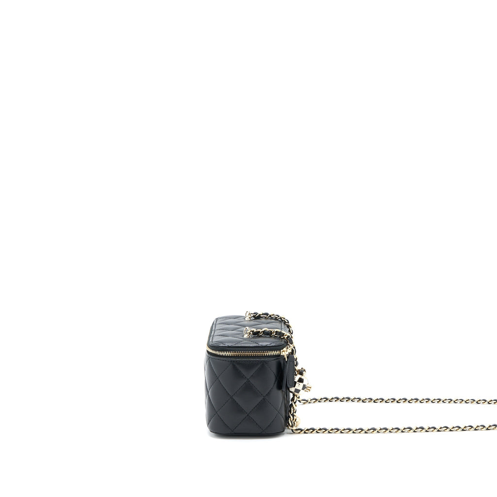 Chanel 23C Pearl Crush Long Vanity Lambskin Black L (Microchip)