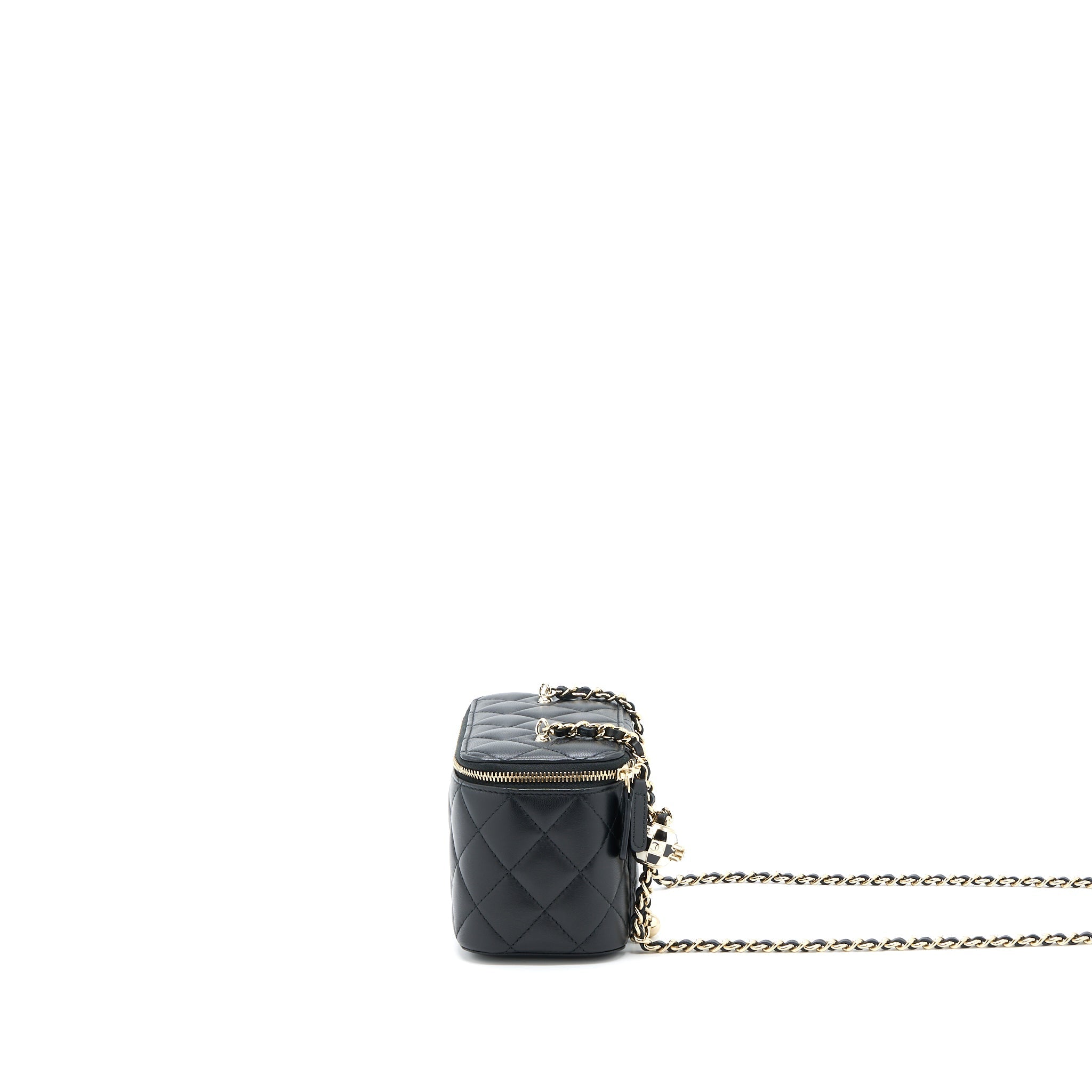 Chanel 23C Pearl Crush Long Vanity Lambskin Black L (Microchip)