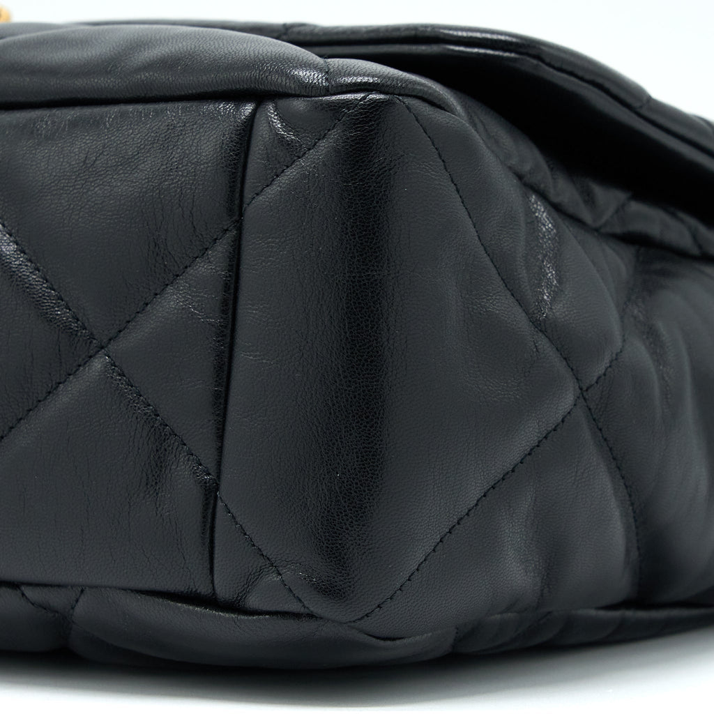 Chanel Maxi 19 Bag Goatskin Black Multicolour Hardware