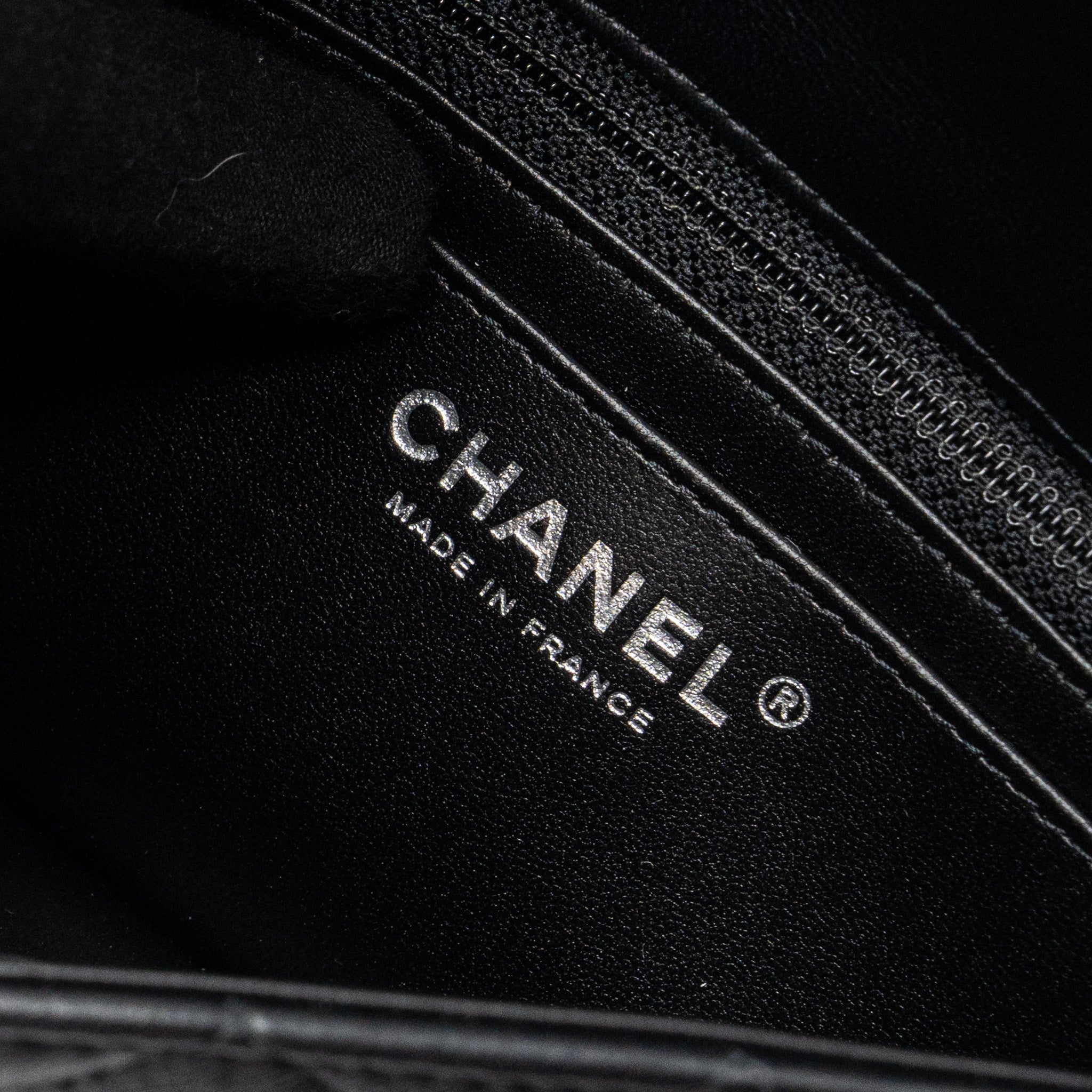 Chanel mini rectangular flap bag lambskin black  (microchip)