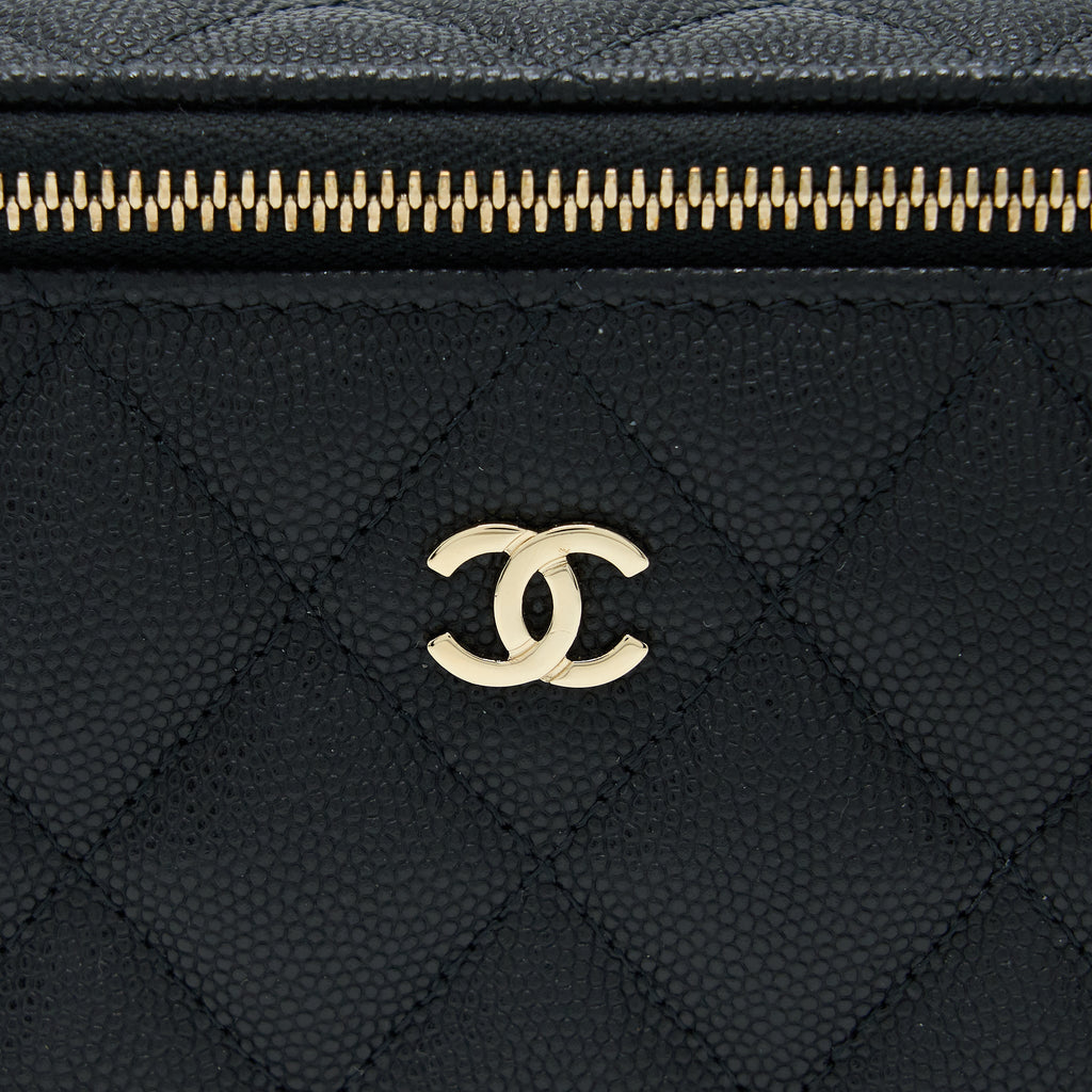 Chanel Long Vanity Case Caviar Black L