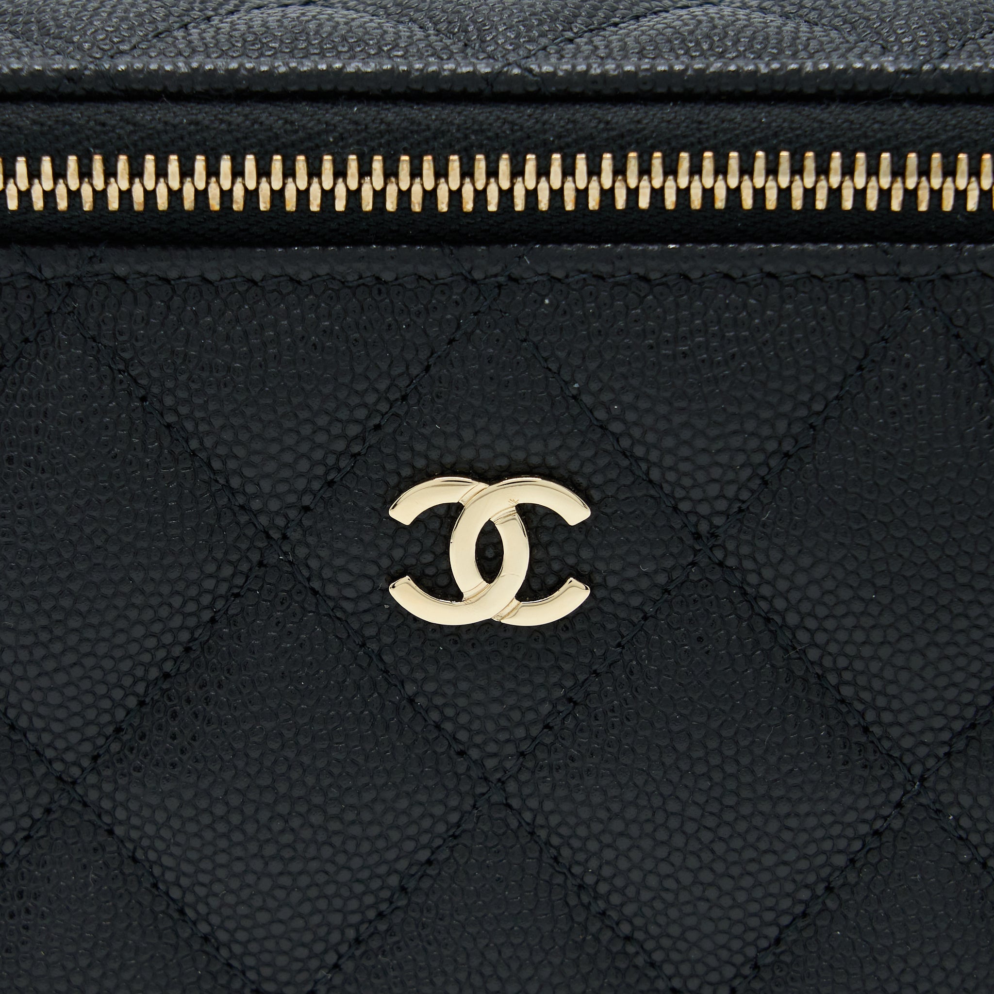 Chanel Long Vanity Case Caviar Black L