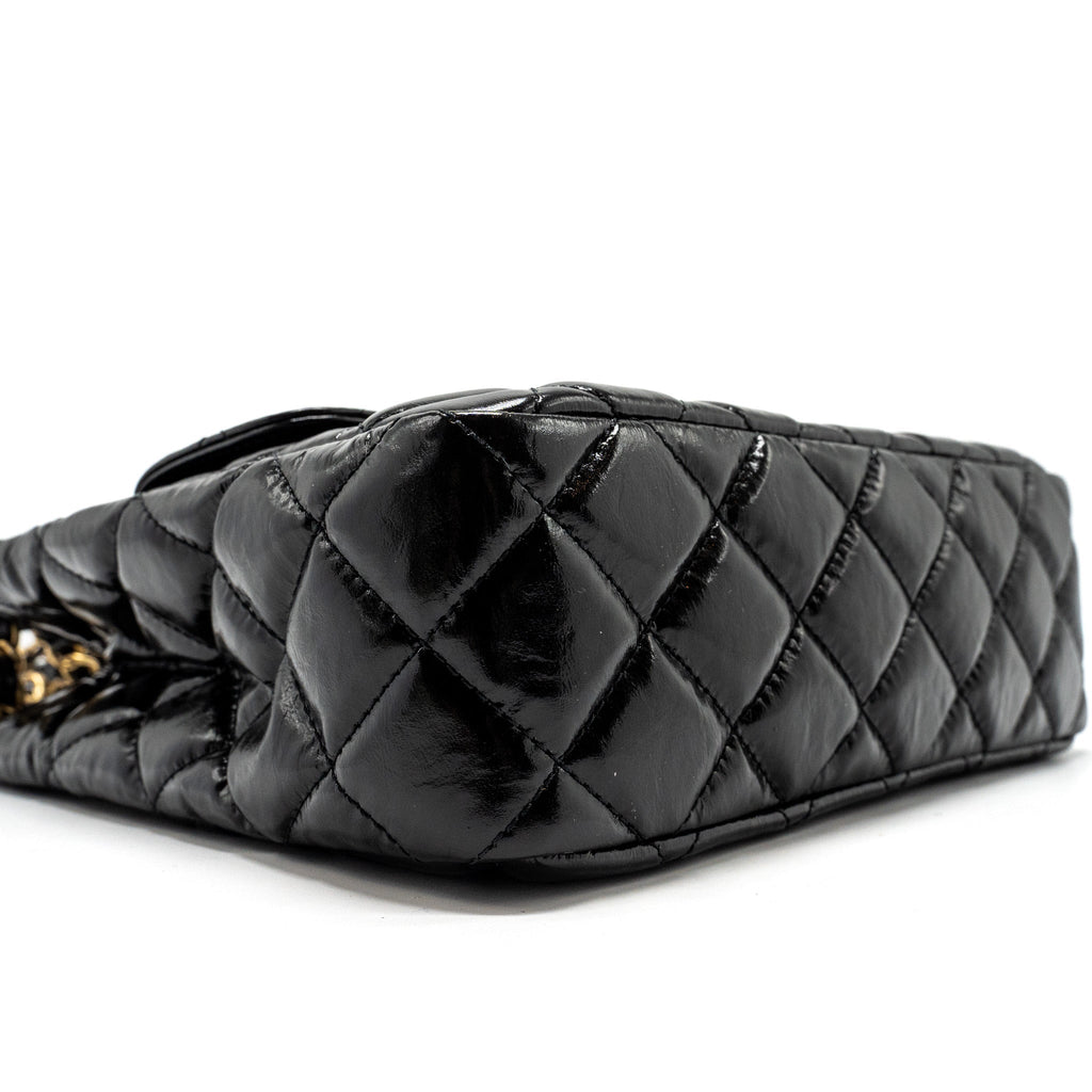 Chanel 23C Hobo Bag Shiny Calfskin Black Brushed  (Microchip)