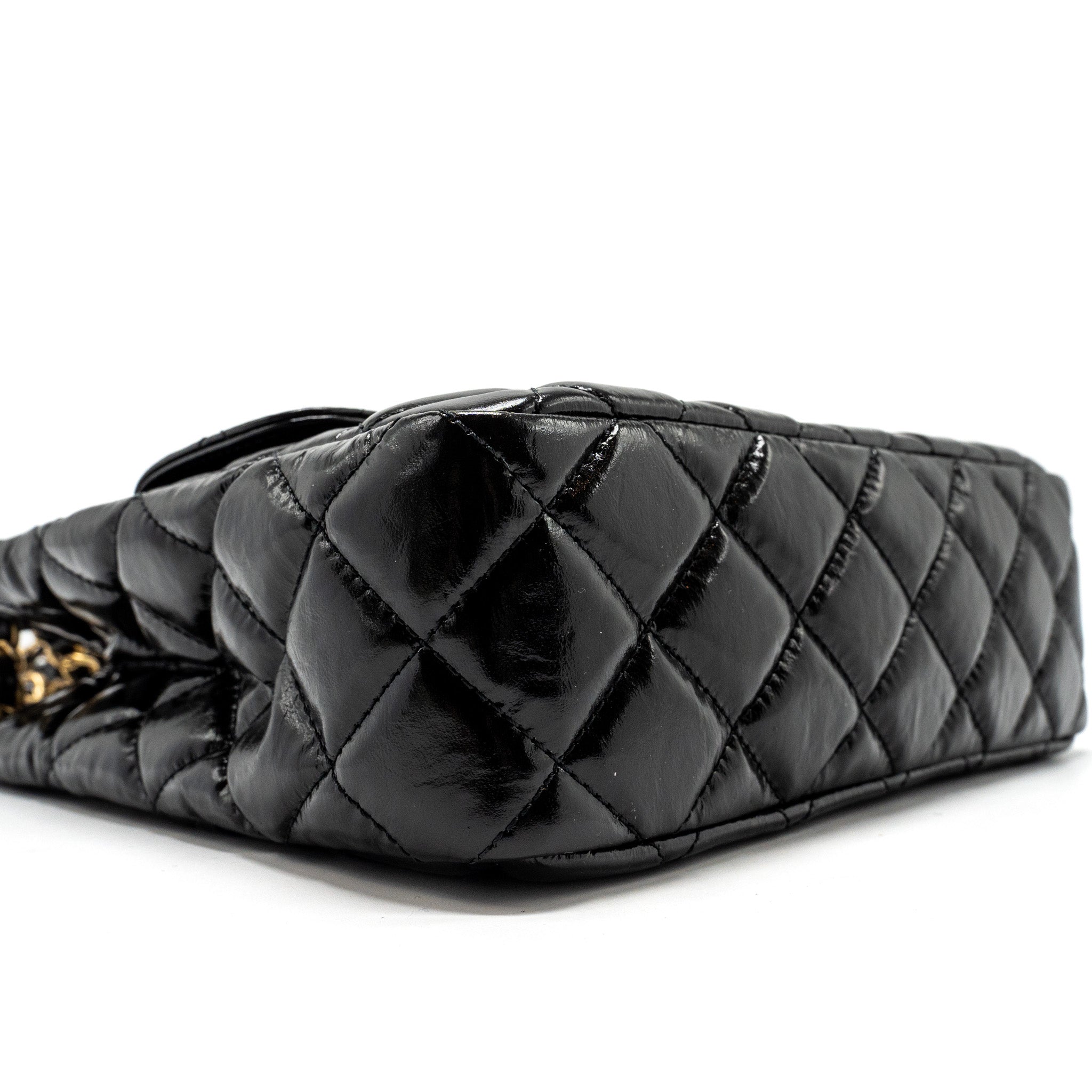 Chanel 23C Hobo Bag Shiny Calfskin Black Brushed  (Microchip)