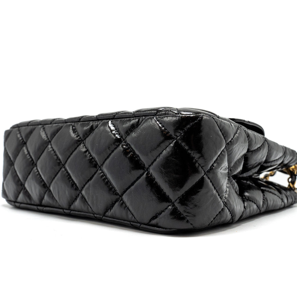 Chanel 23C Hobo Bag Shiny Calfskin Black Brushed  (Microchip)