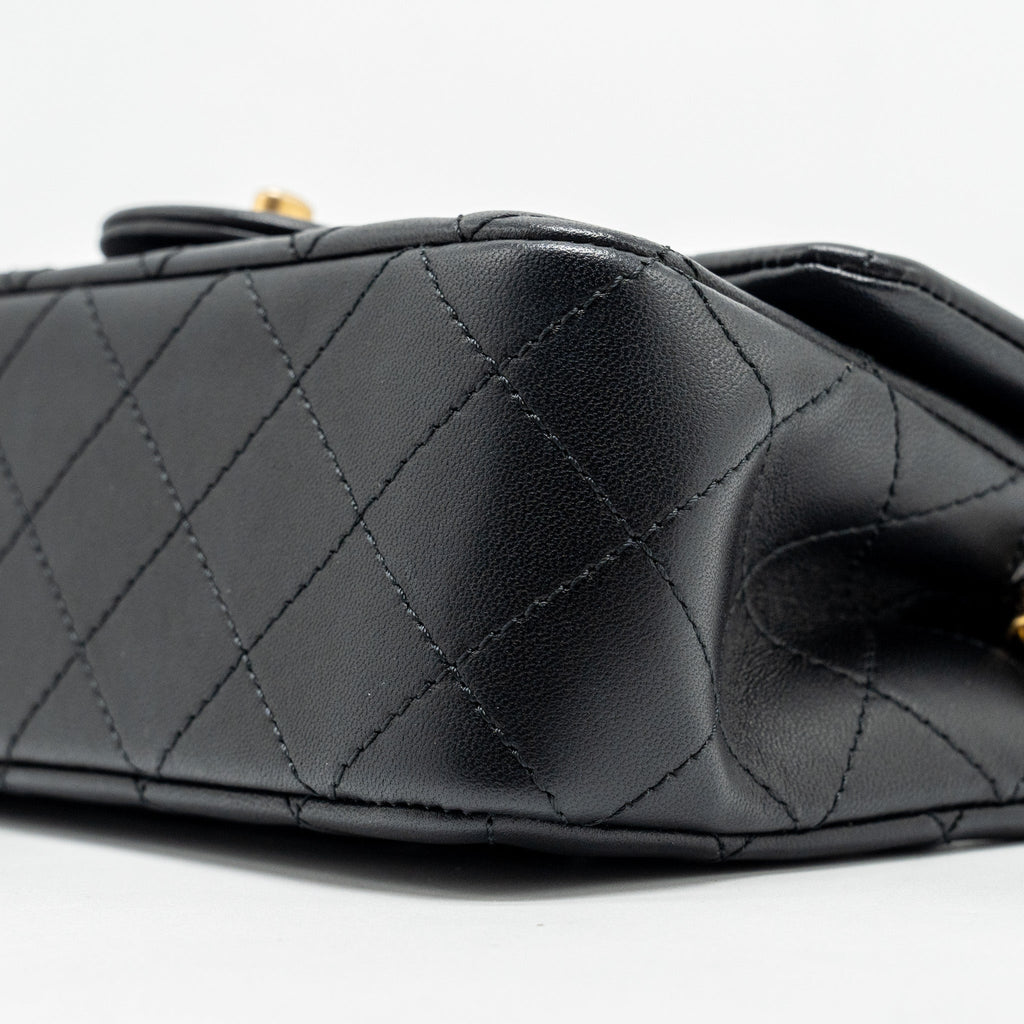 Chanel Pearl Crush Mini Rectangular Flap Bag Lambskin Black  (microchip)