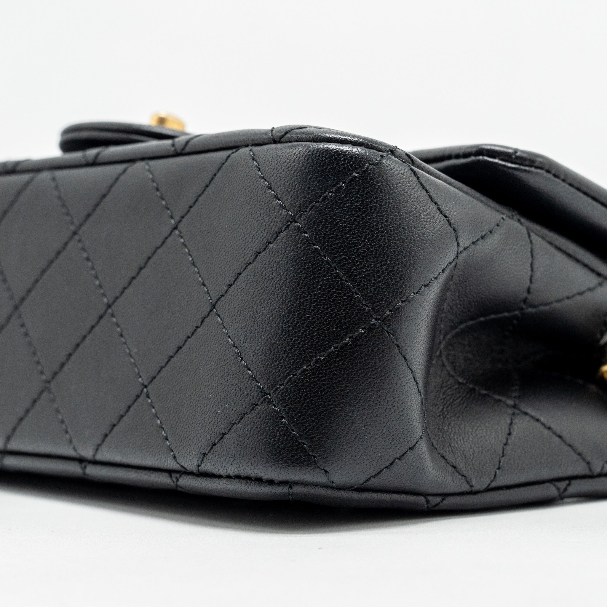 Chanel Pearl Crush Mini Rectangular Flap Bag Lambskin Black  (microchip)