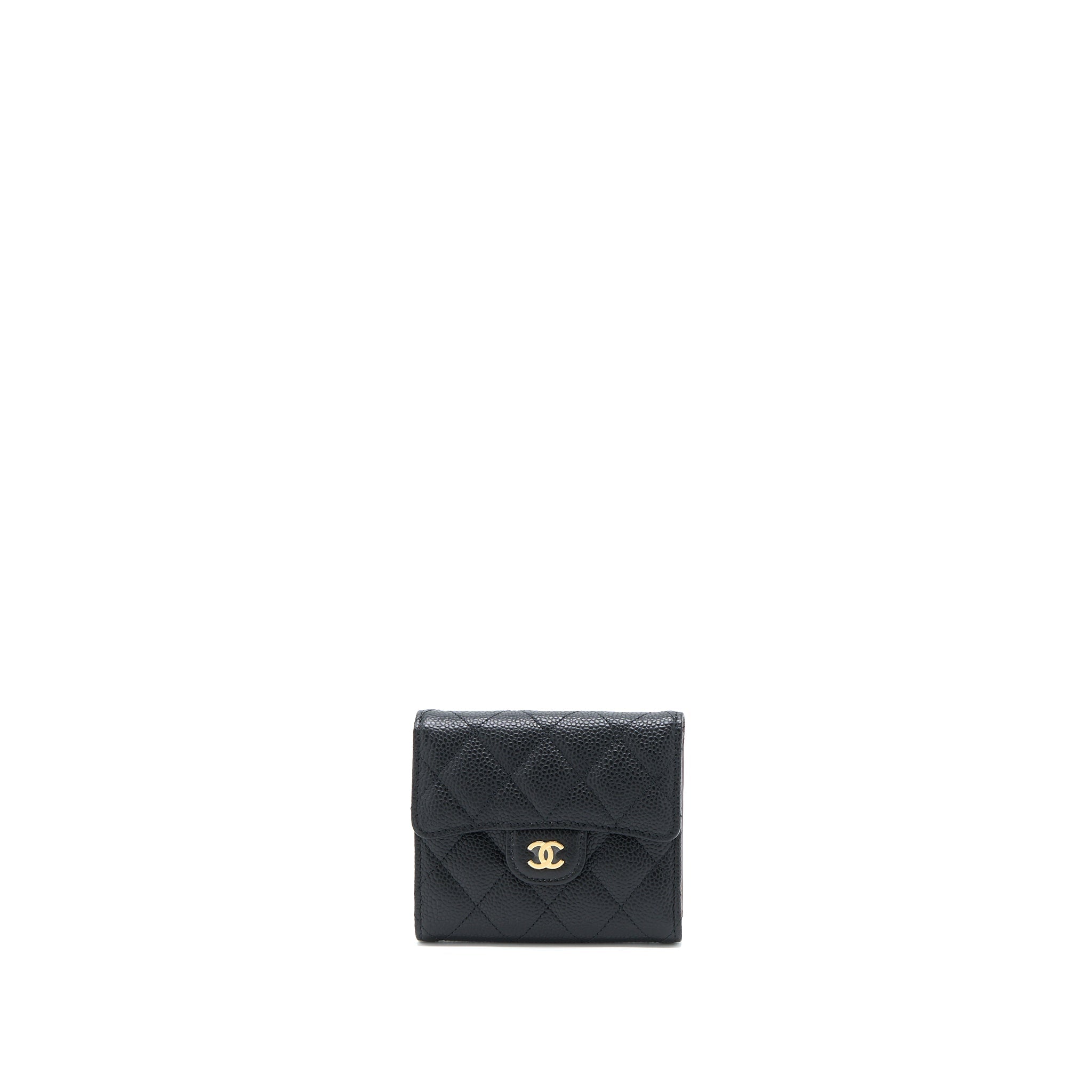 Chanel Small Classic Compact Wallet Caviar Black  (Microchip)