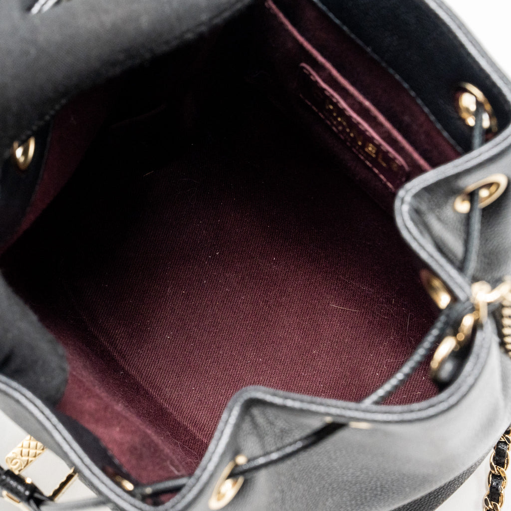 Chanel Business Affinity Drawstring Bucket Bag Caviar Black