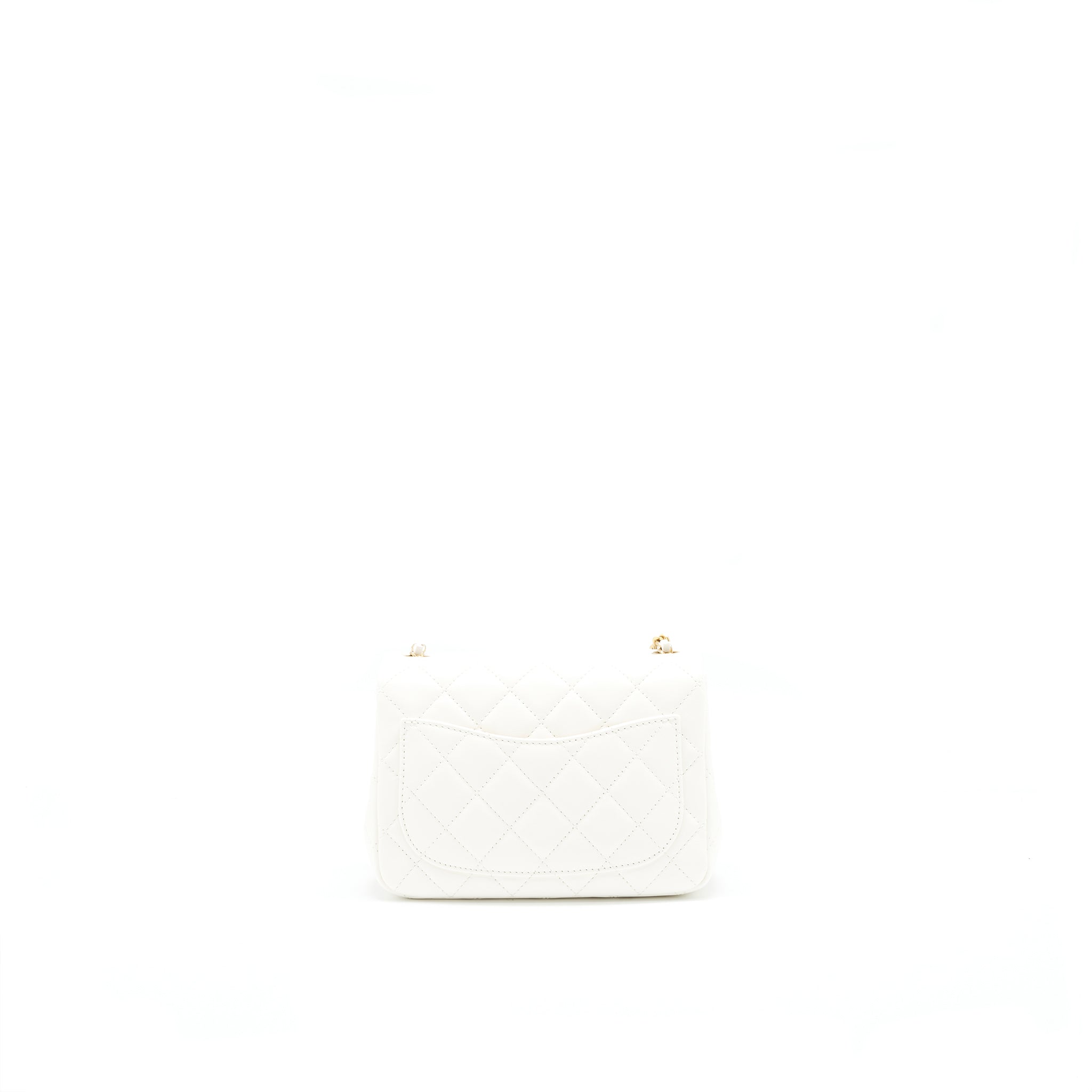 Chanel 21B Pearl Crush Square mini flap Bag Lambskin White