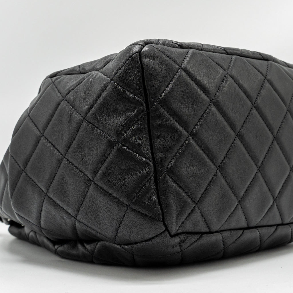 Chanel CC Chain Drawstring Bucket Bag Lambskin Black