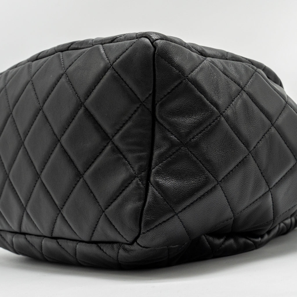 Chanel CC Chain Drawstring Bucket Bag Lambskin Black