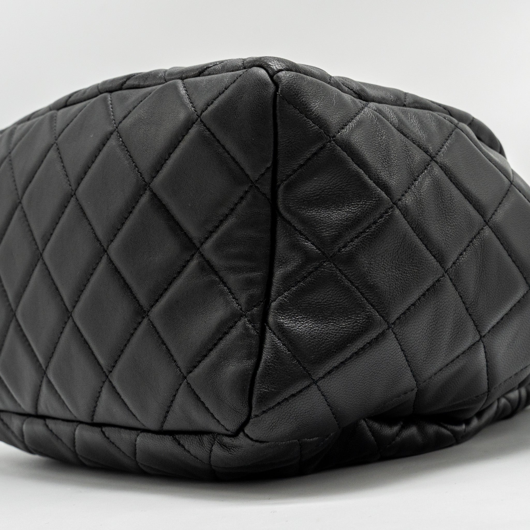 Chanel CC Chain Drawstring Bucket Bag Lambskin Black