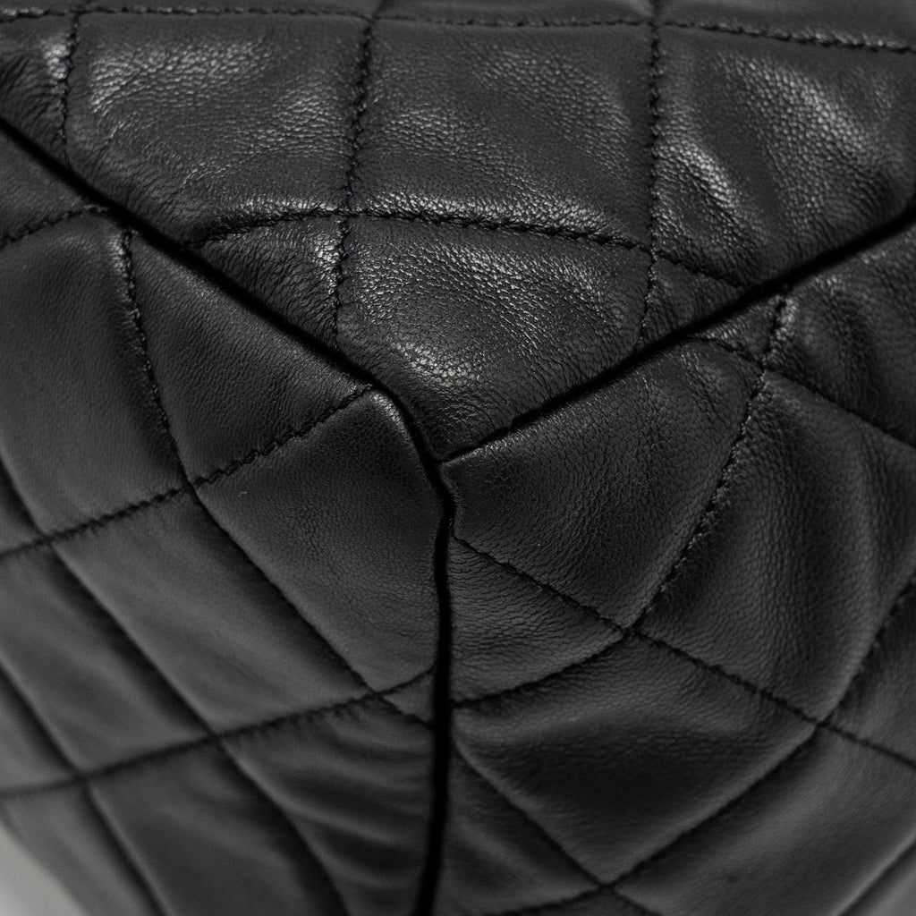 Chanel CC Chain Drawstring Bucket Bag Lambskin Black
